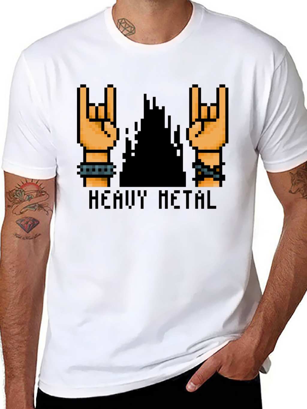 Heavy Metal Pixel Art Black T-Shirt