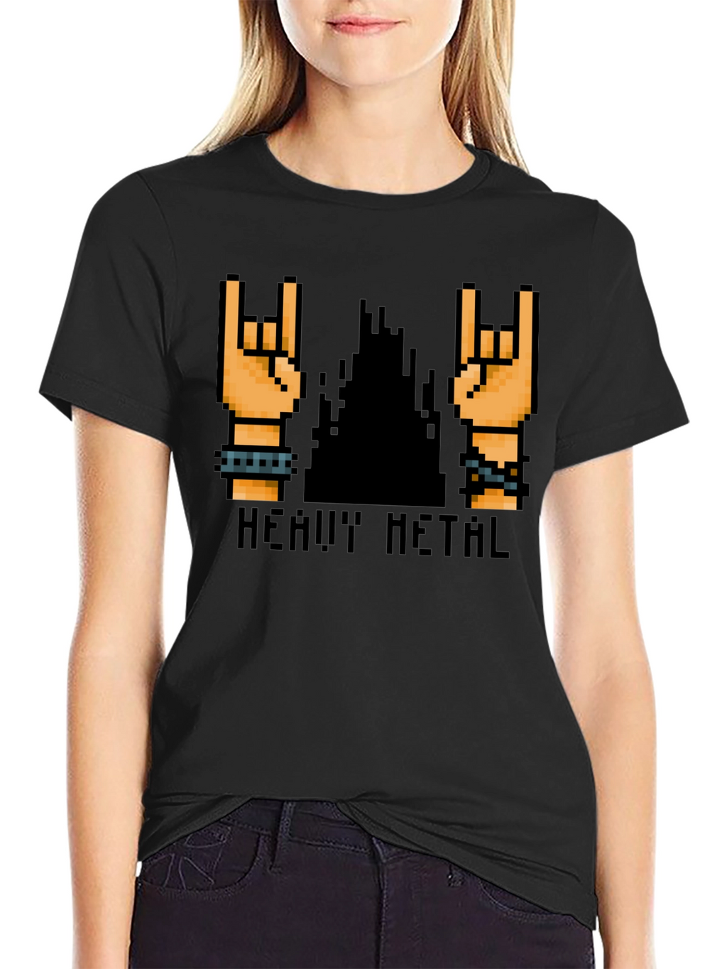 Heavy Metal Pixel Art Black T-Shirt