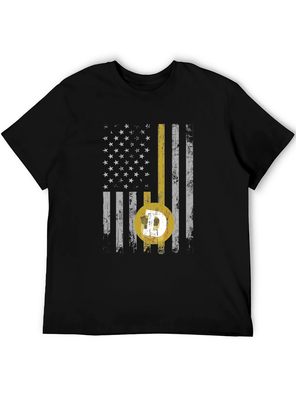 Dogecoin USA Flag Graphic Tee - Black