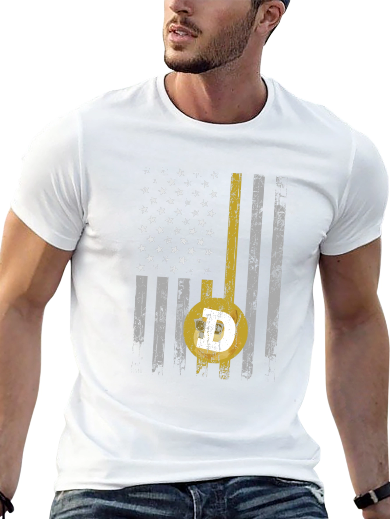 Dogecoin USA Flag Graphic Tee - Black