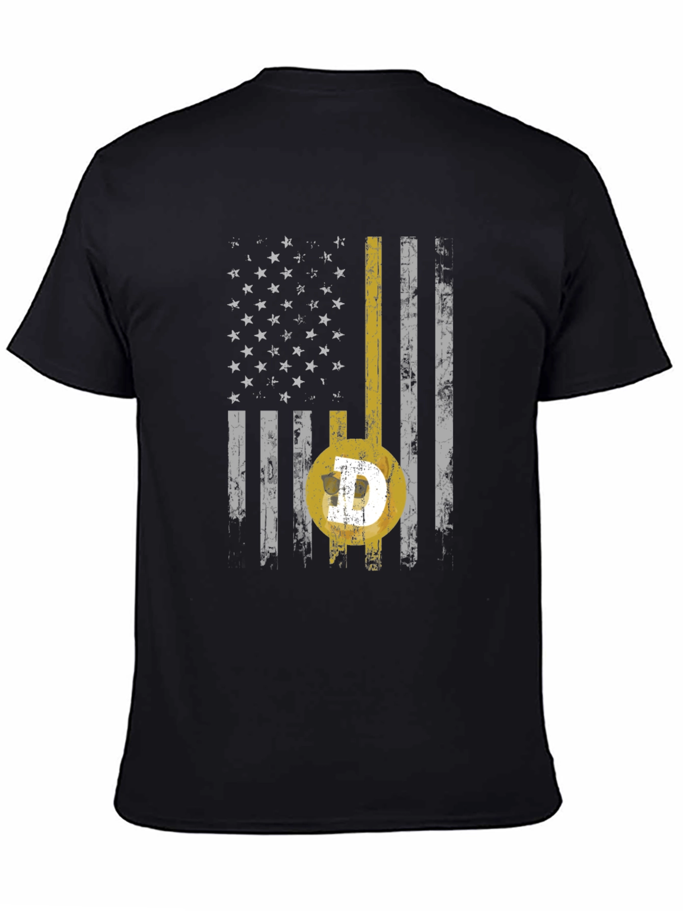 Dogecoin USA Flag Graphic Tee - Black