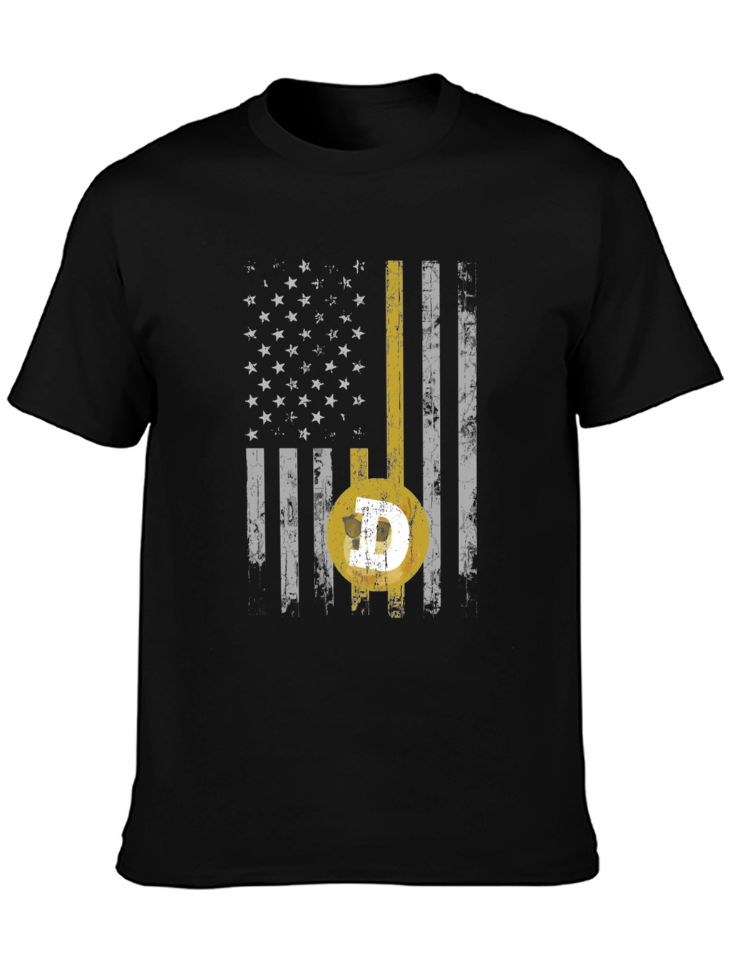 Dogecoin USA Flag Graphic Tee - Black