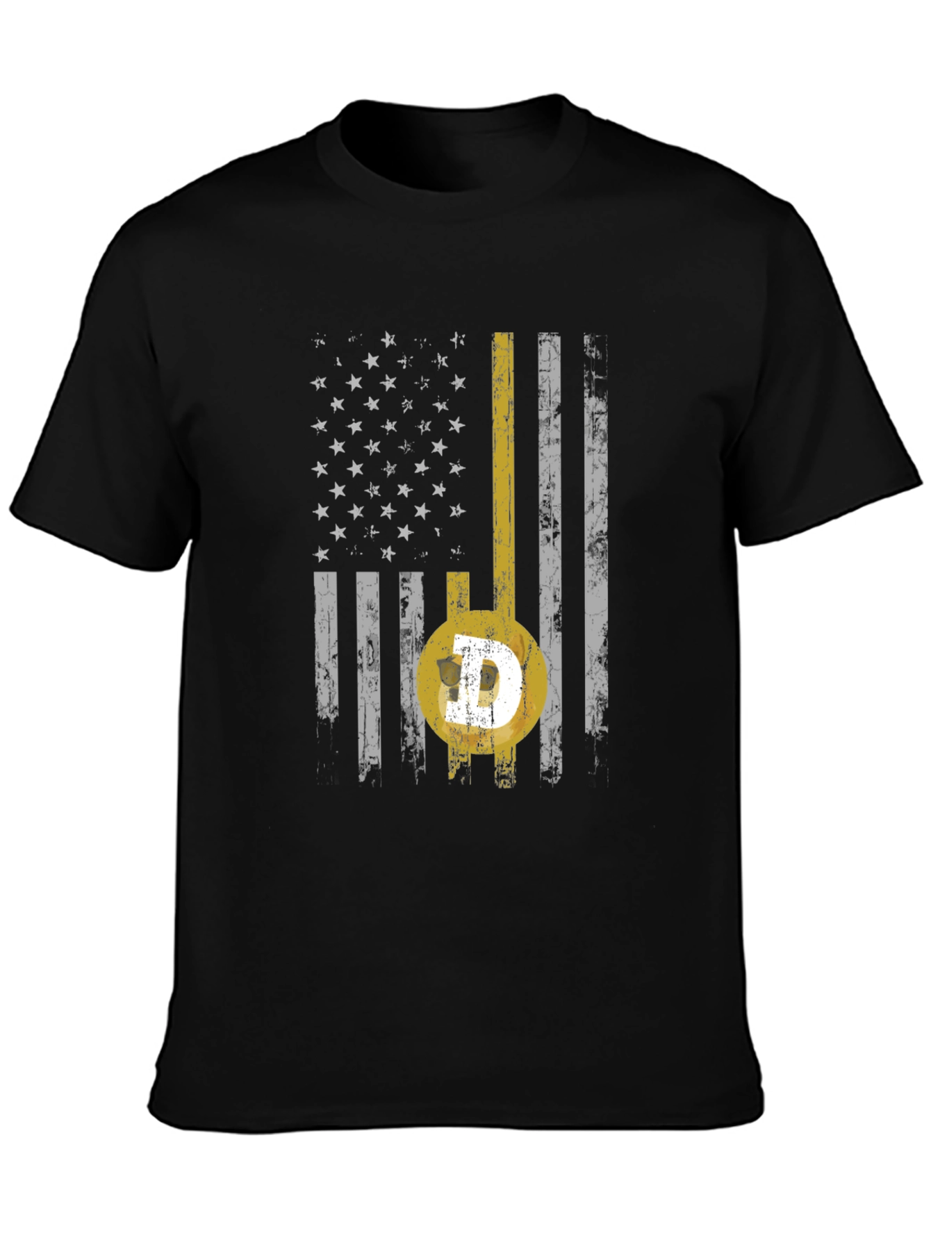 Dogecoin USA Flag Graphic Tee - Black