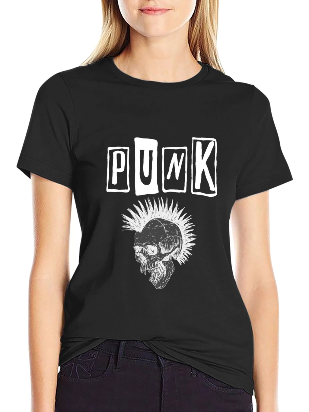 Punk Skull Graphic T-Shirt - Black