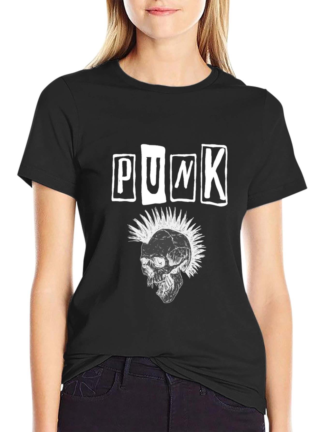 Punk Skull Graphic T-Shirt - Black