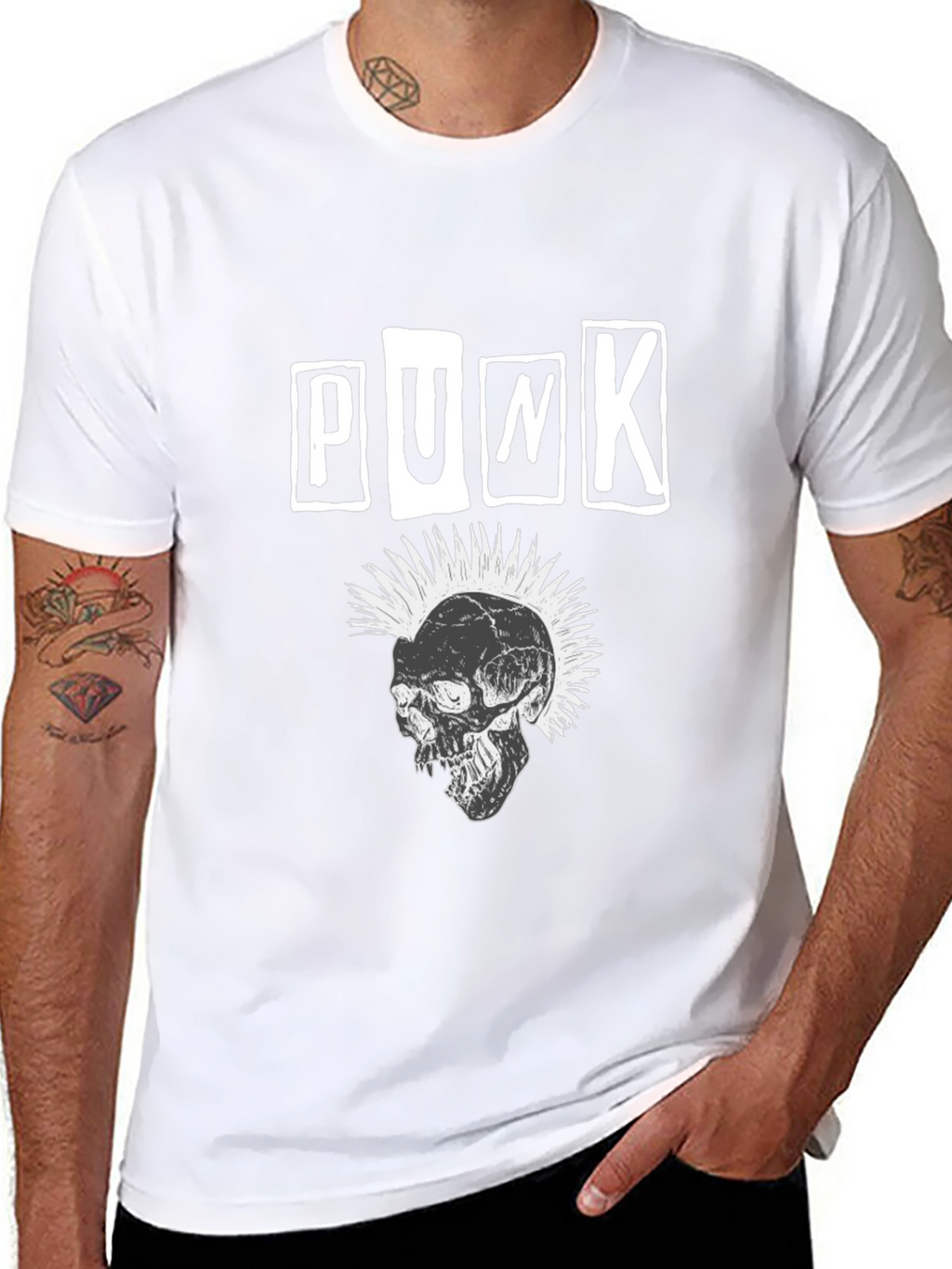 Punk Skull Graphic T-Shirt - Black