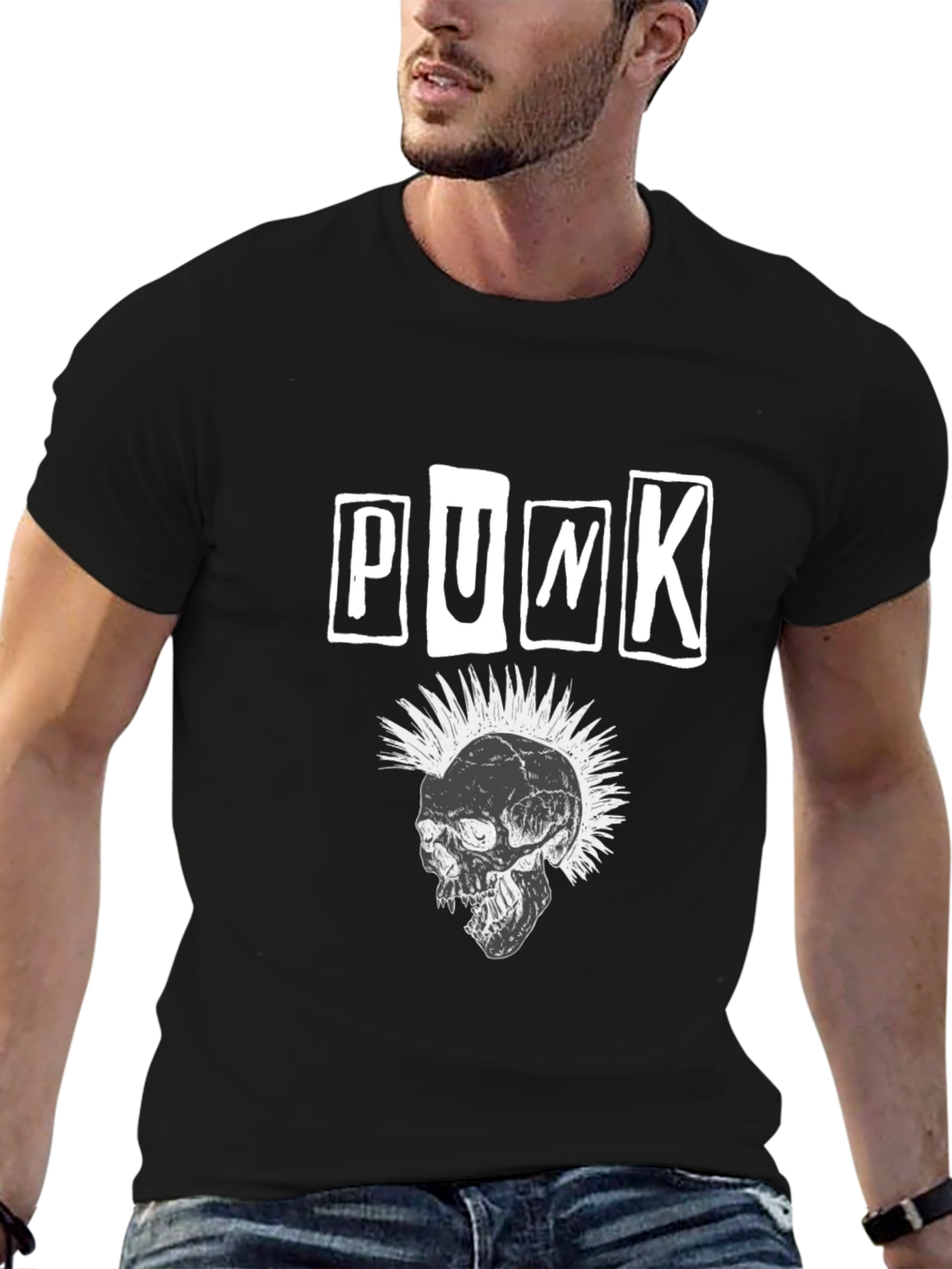 Punk Skull Graphic T-Shirt - Black