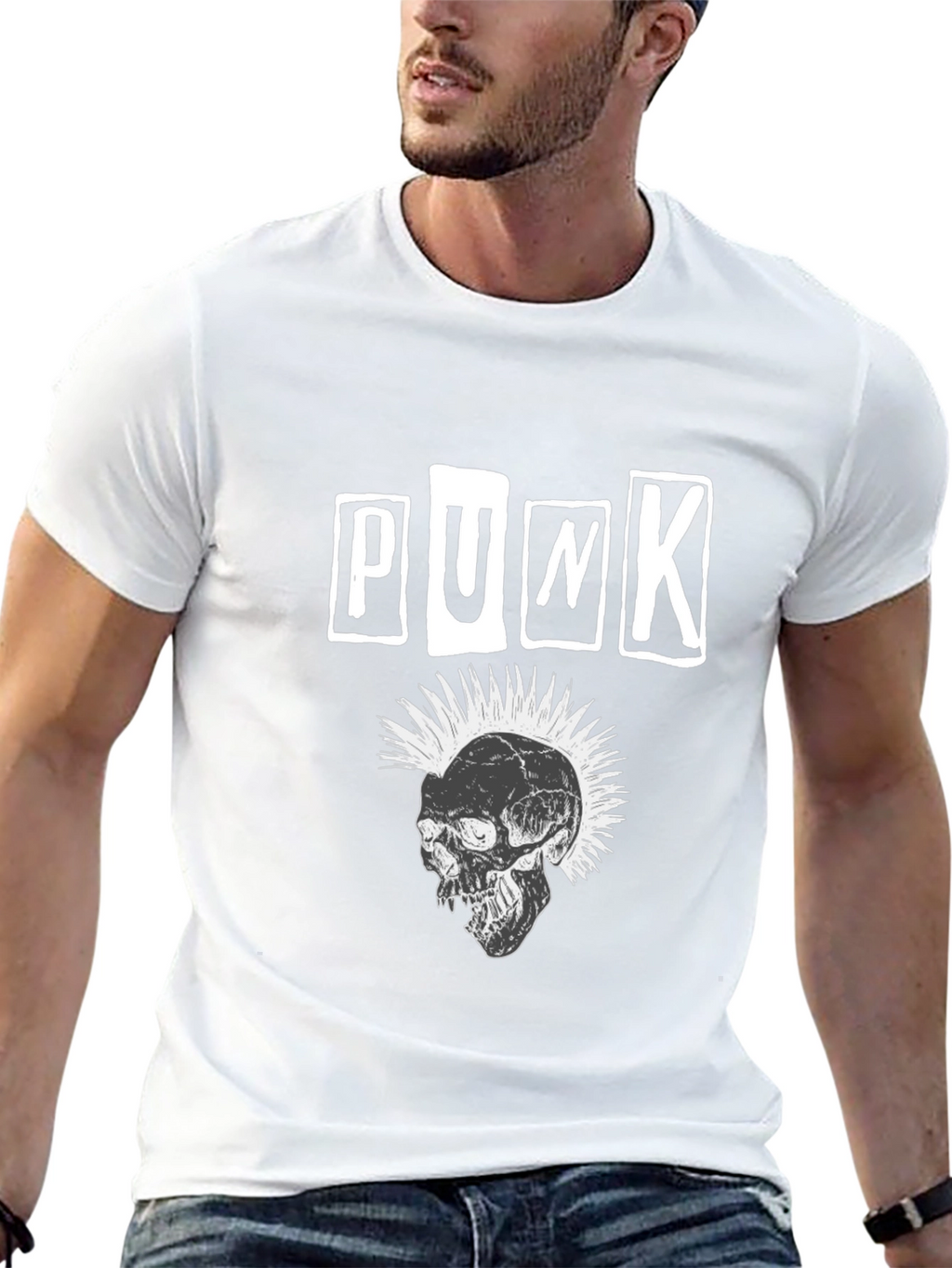 Punk Skull Graphic T-Shirt - Black