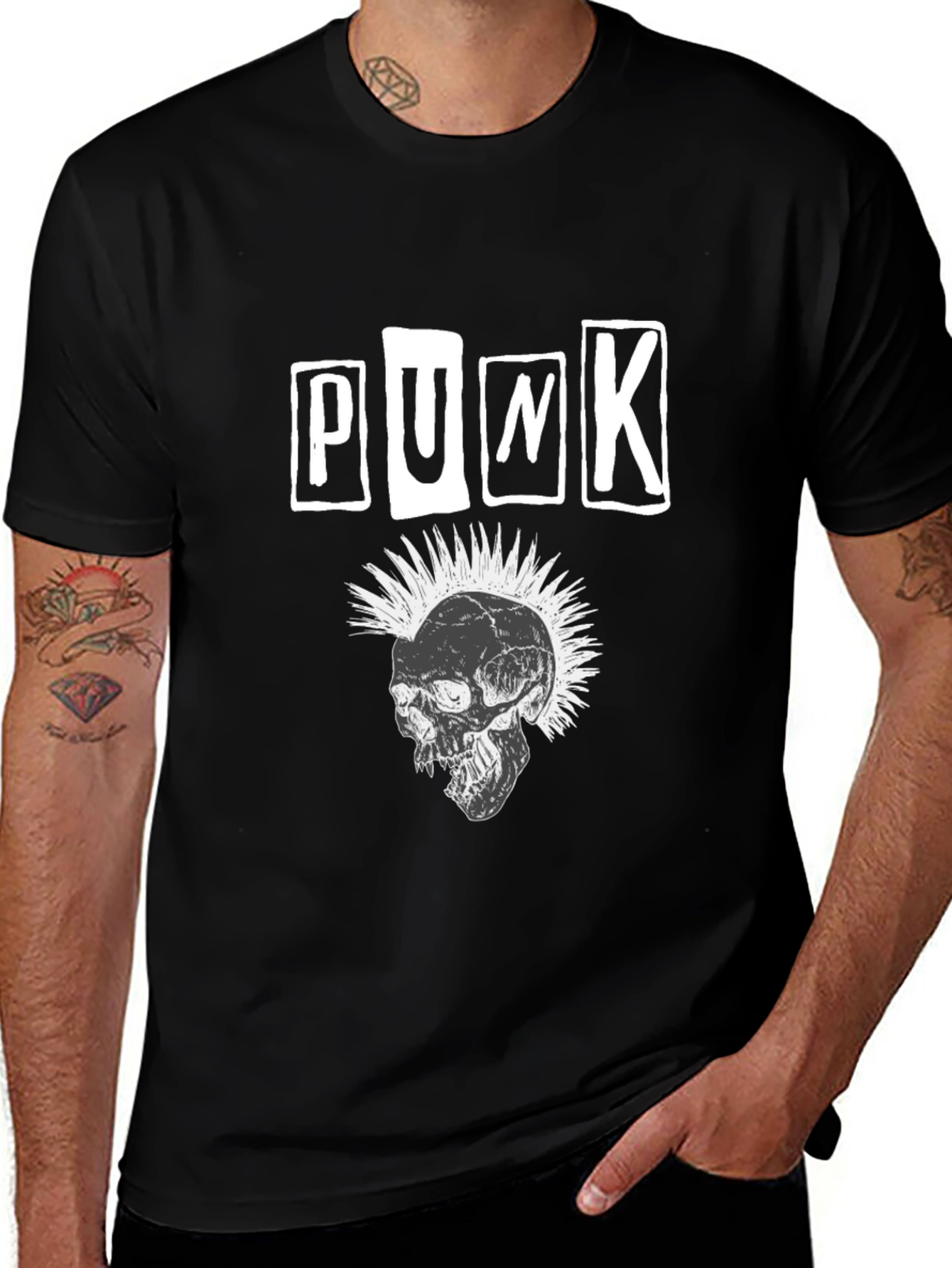 Punk Skull Graphic T-Shirt - Black