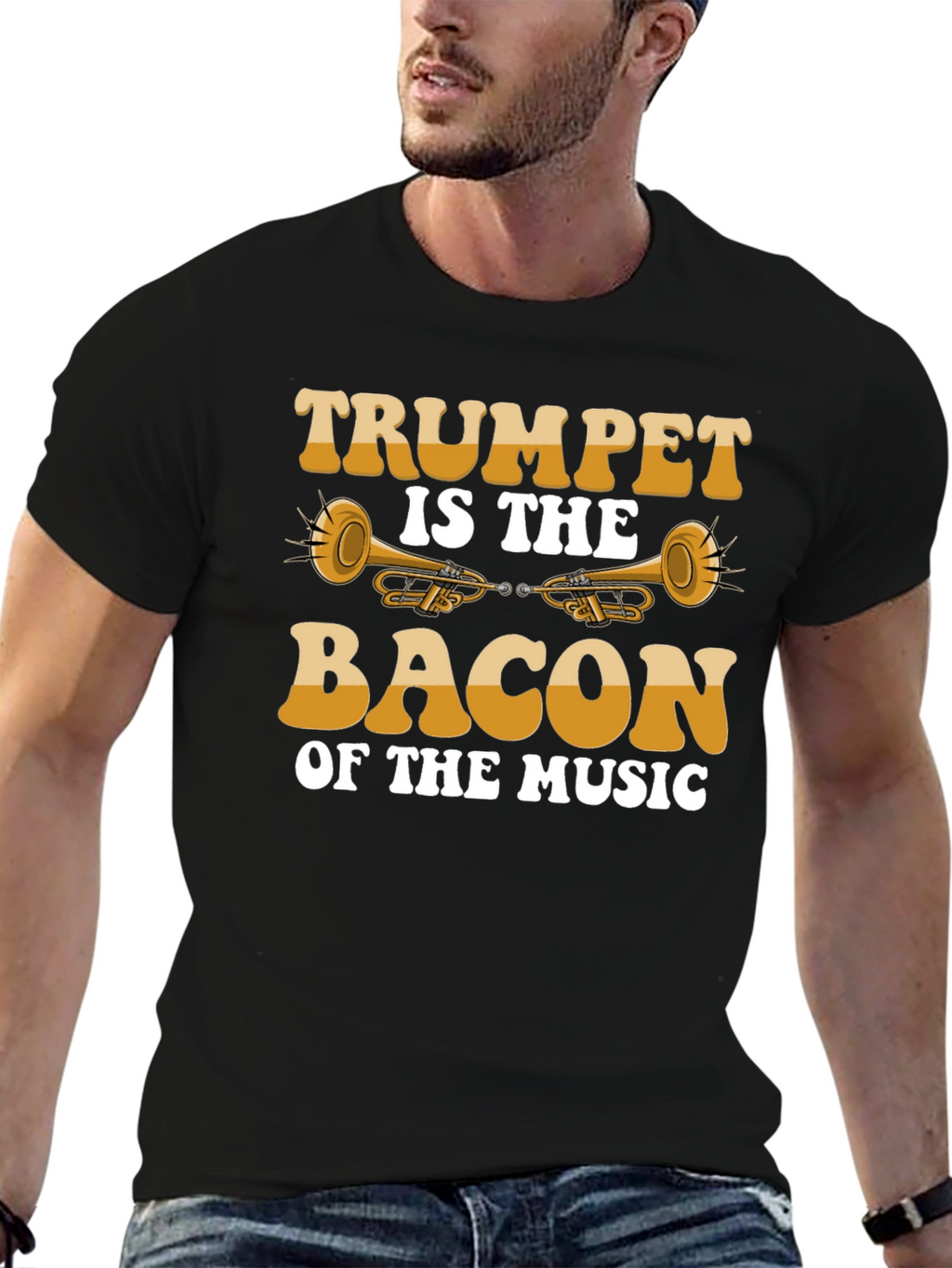 Trumpet is the Bacon of Music Black T-Shirt