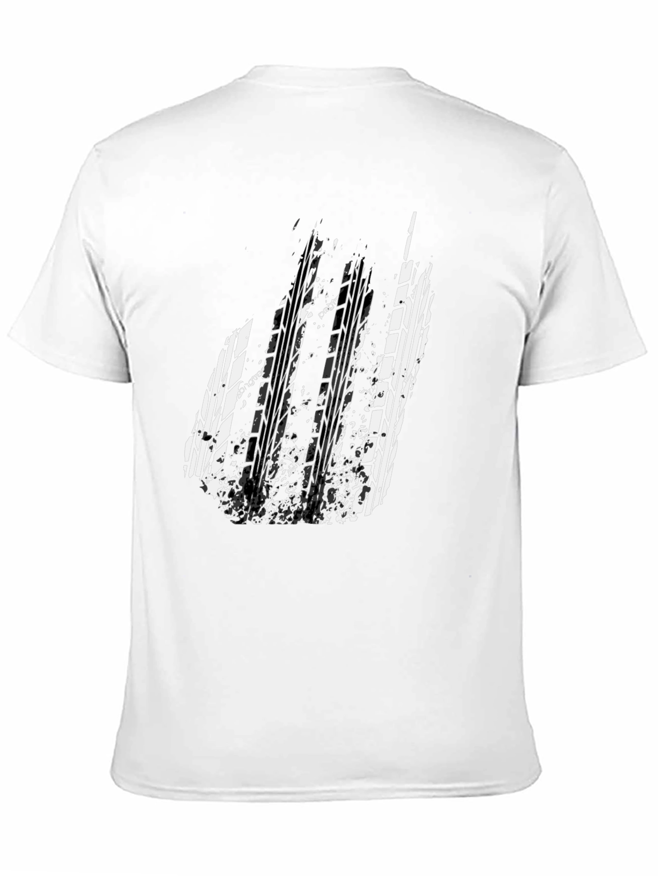 Black Tire Track Graphic Tee - Grunge Style