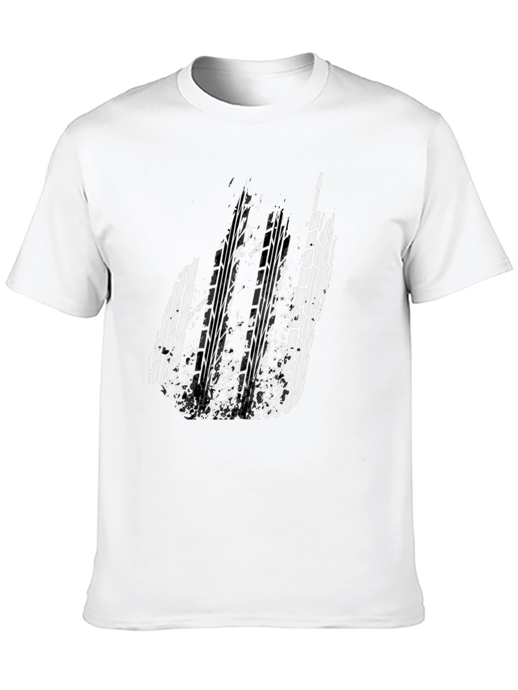 Black Tire Track Graphic Tee - Grunge Style