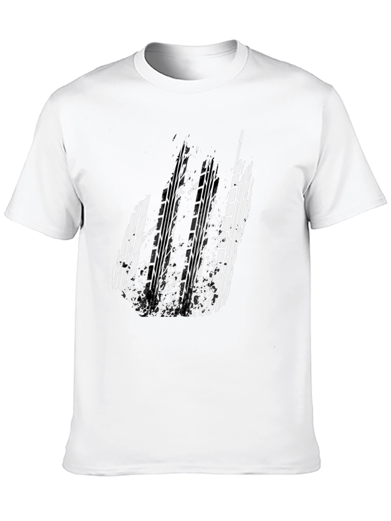 Black Tire Track Graphic Tee - Grunge Style