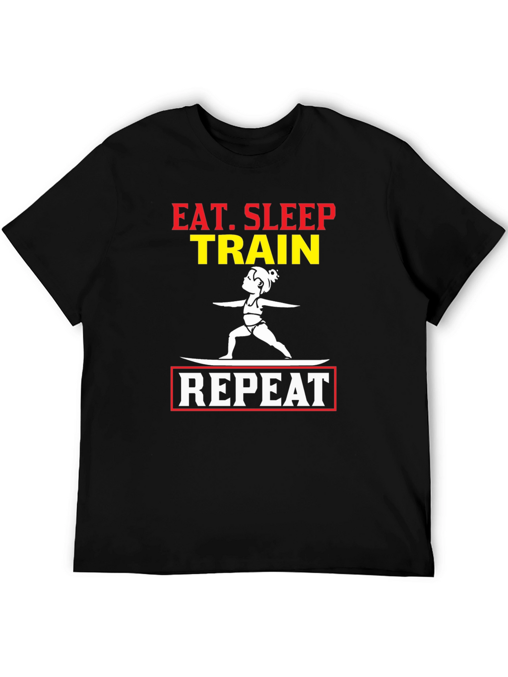 Eat Sleep Train Repeat Graphic T-Shirt - Black