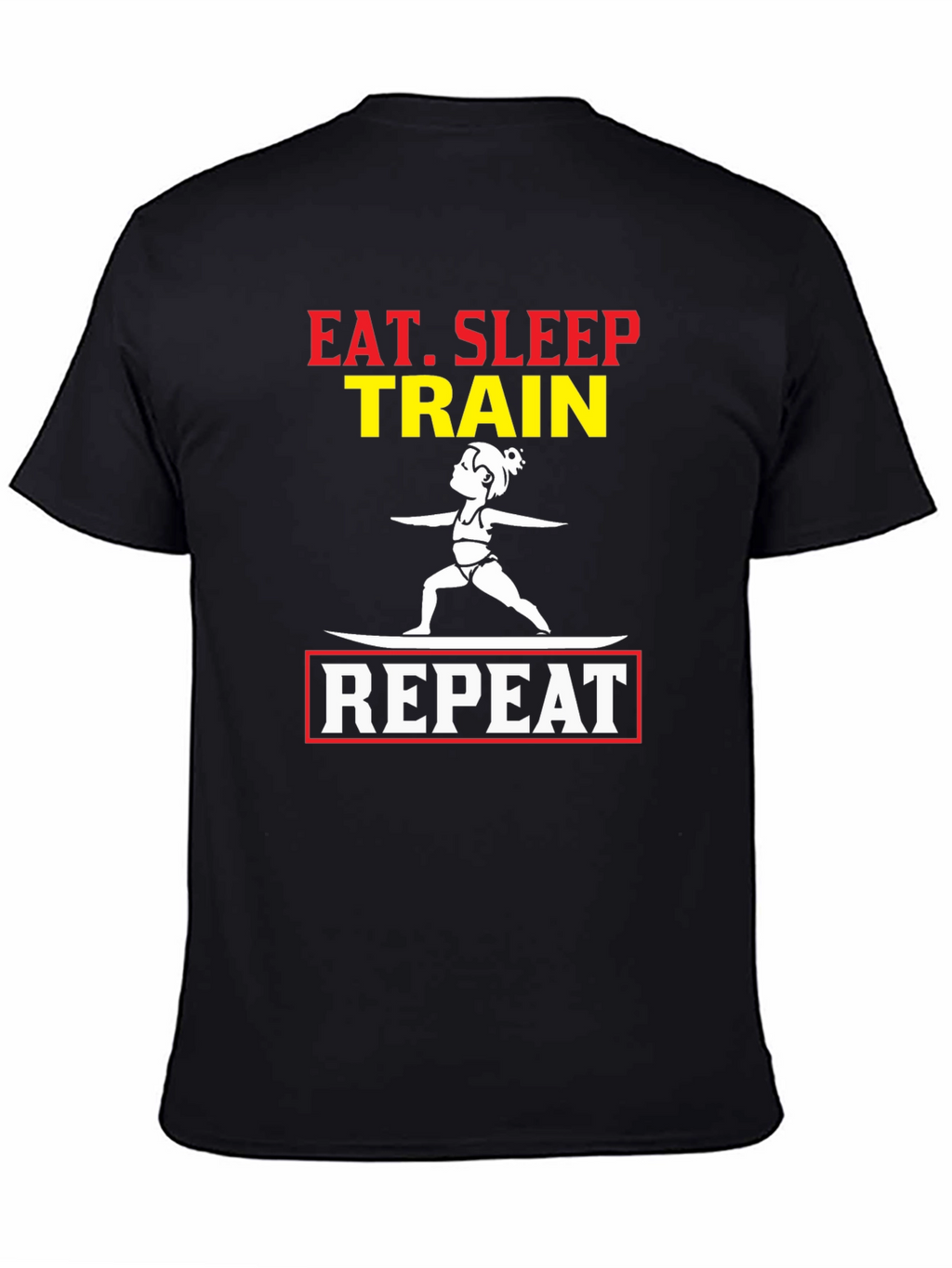 Eat Sleep Train Repeat Graphic T-Shirt - Black