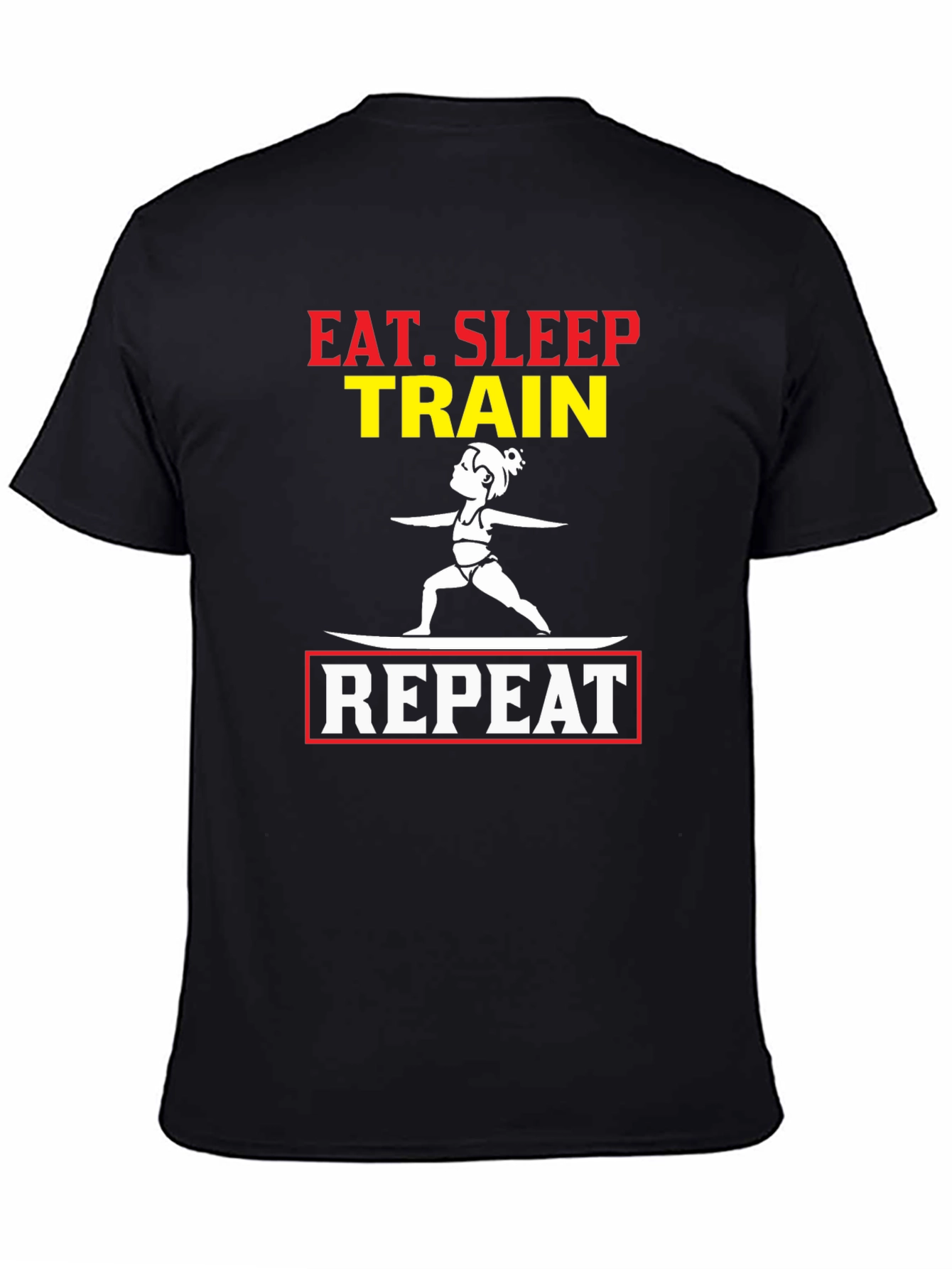Eat Sleep Train Repeat Graphic T-Shirt - Black