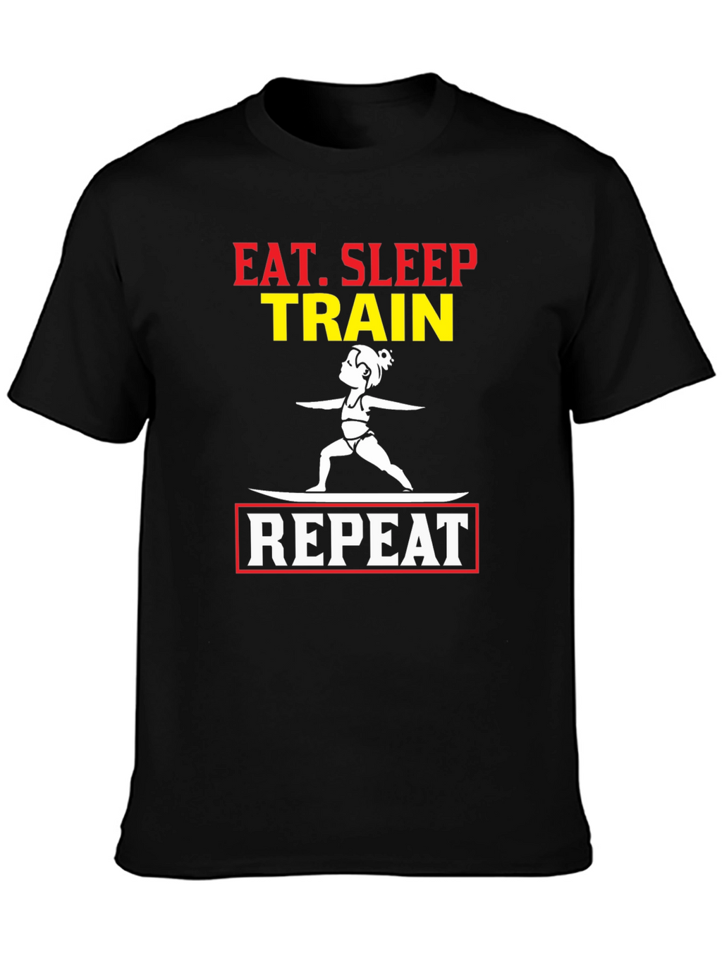 Eat Sleep Train Repeat Graphic T-Shirt - Black