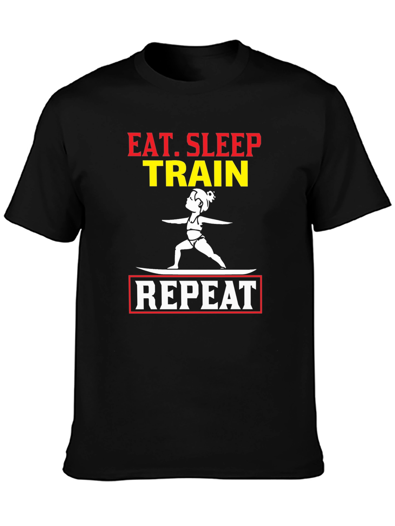 Eat Sleep Train Repeat Graphic T-Shirt - Black