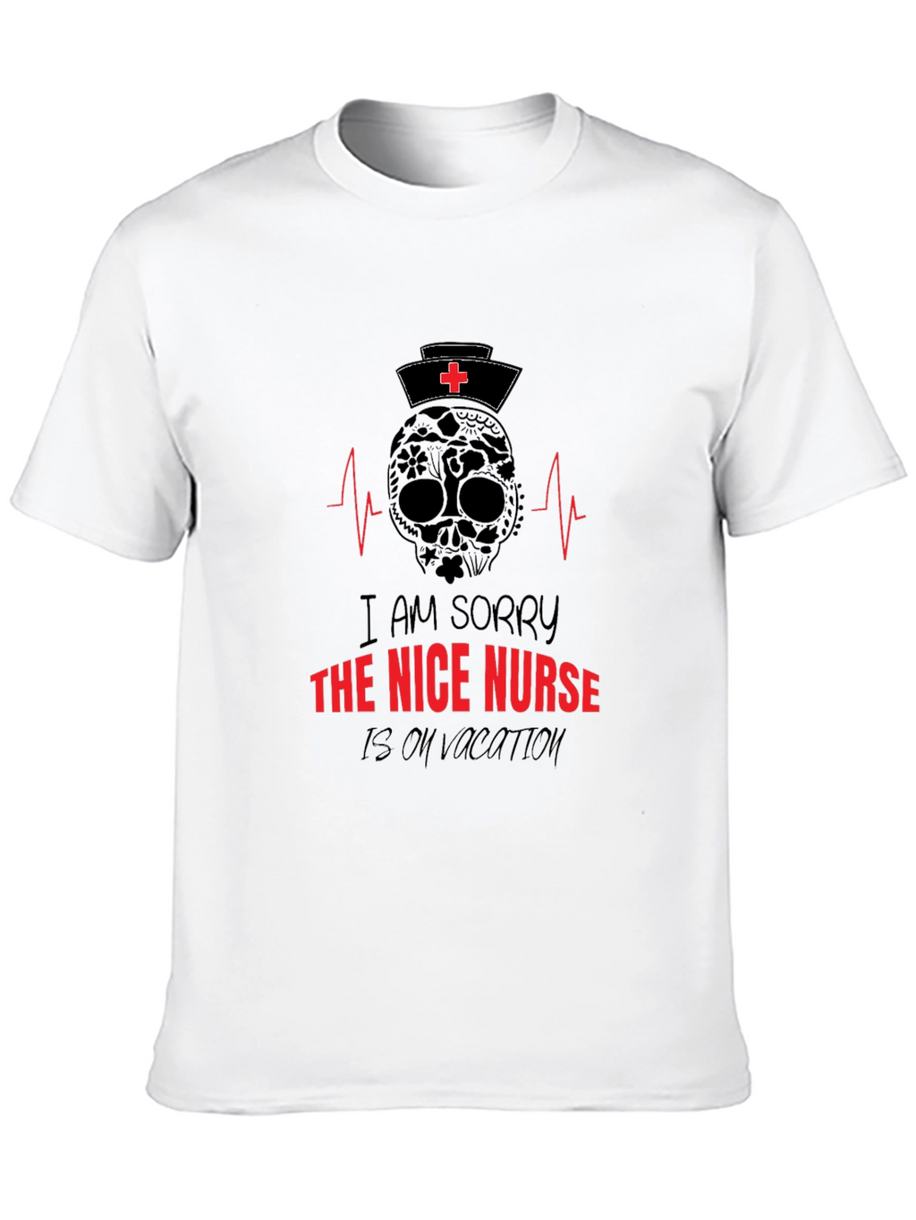 Nice Nurse on Vacation T-Shirt: Skull Graphic