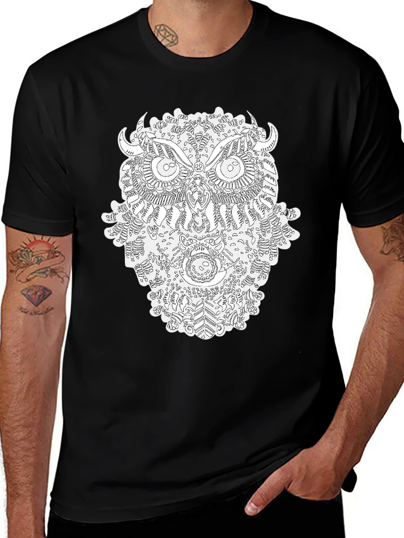 Owl Mandala Graphic Print T-Shirt