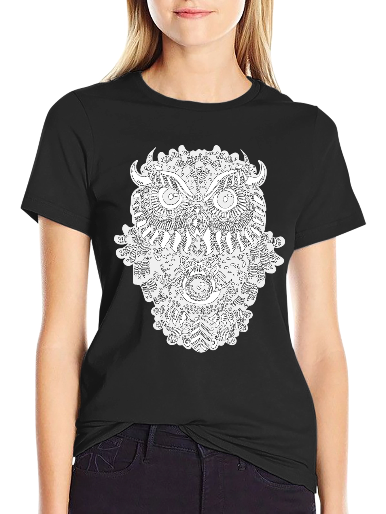 Owl Mandala Graphic Print T-Shirt