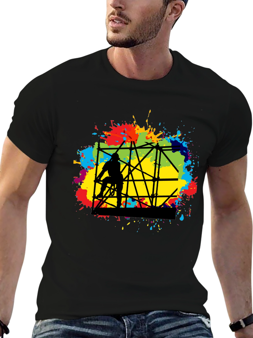 Abstract Scaffolding Graphic T-Shirt