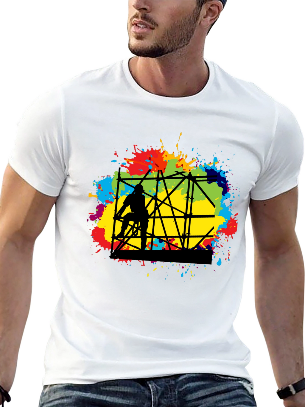 Abstract Scaffolding Graphic T-Shirt