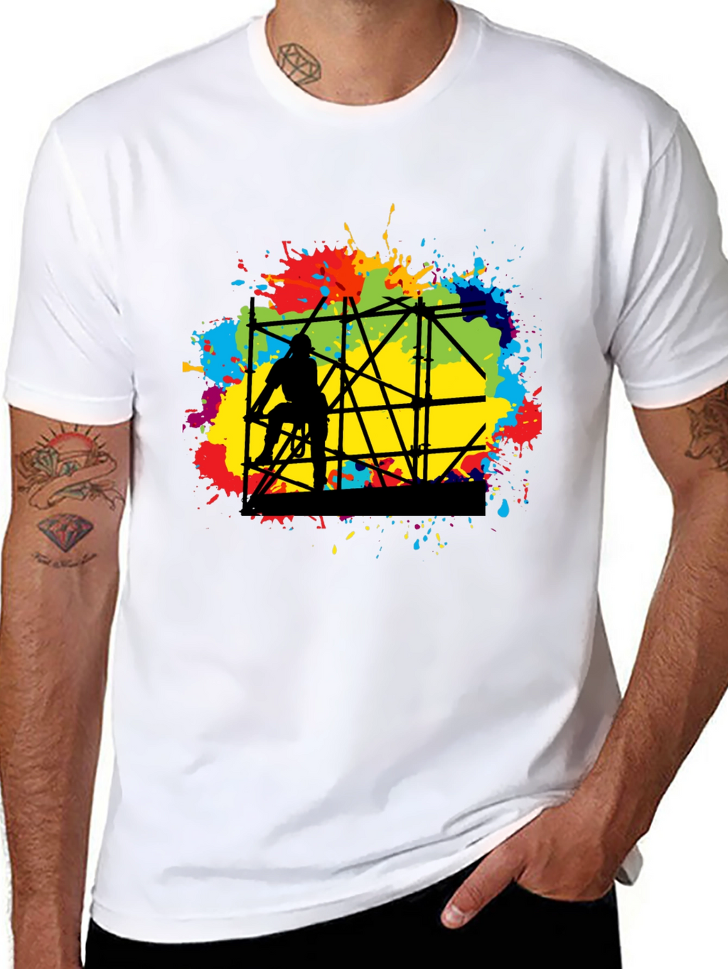 Abstract Scaffolding Graphic T-Shirt