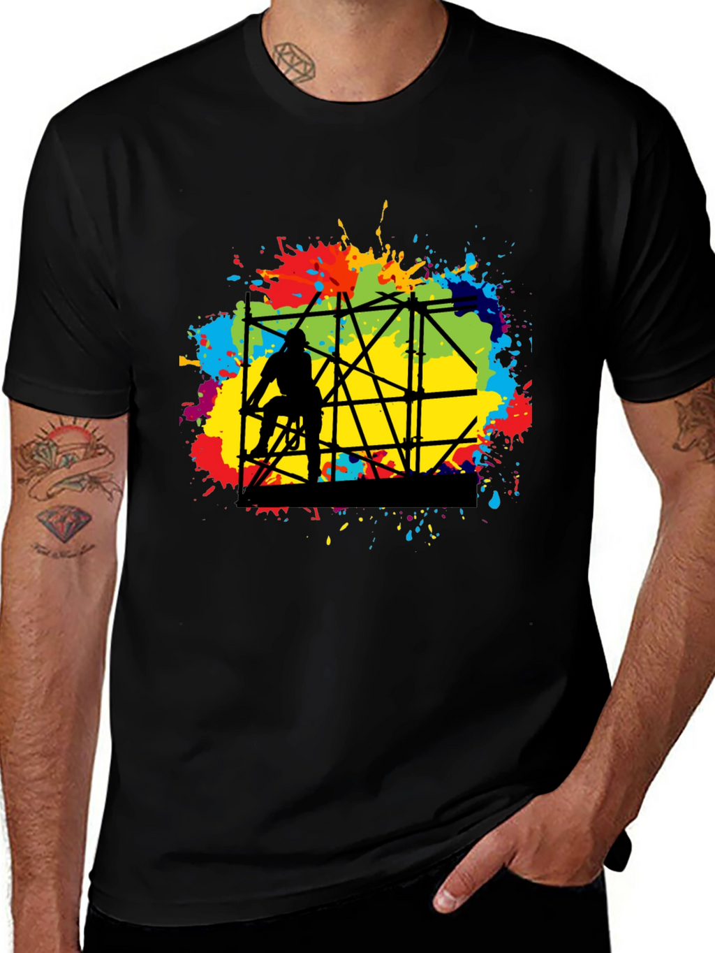 Abstract Scaffolding Graphic T-Shirt