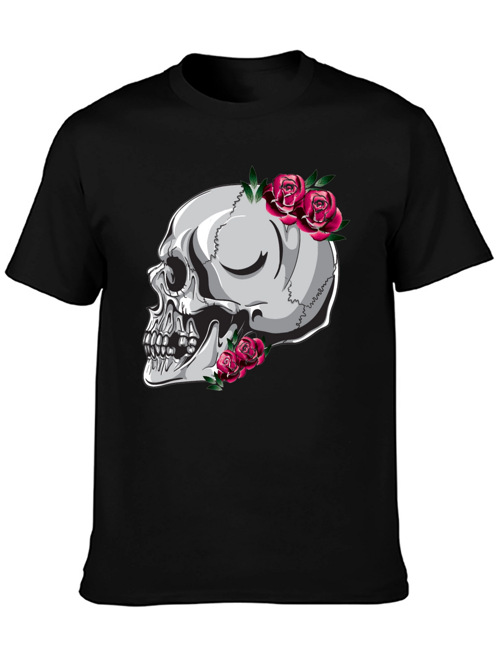 Skull and Roses Graphic Tee - Unique Design