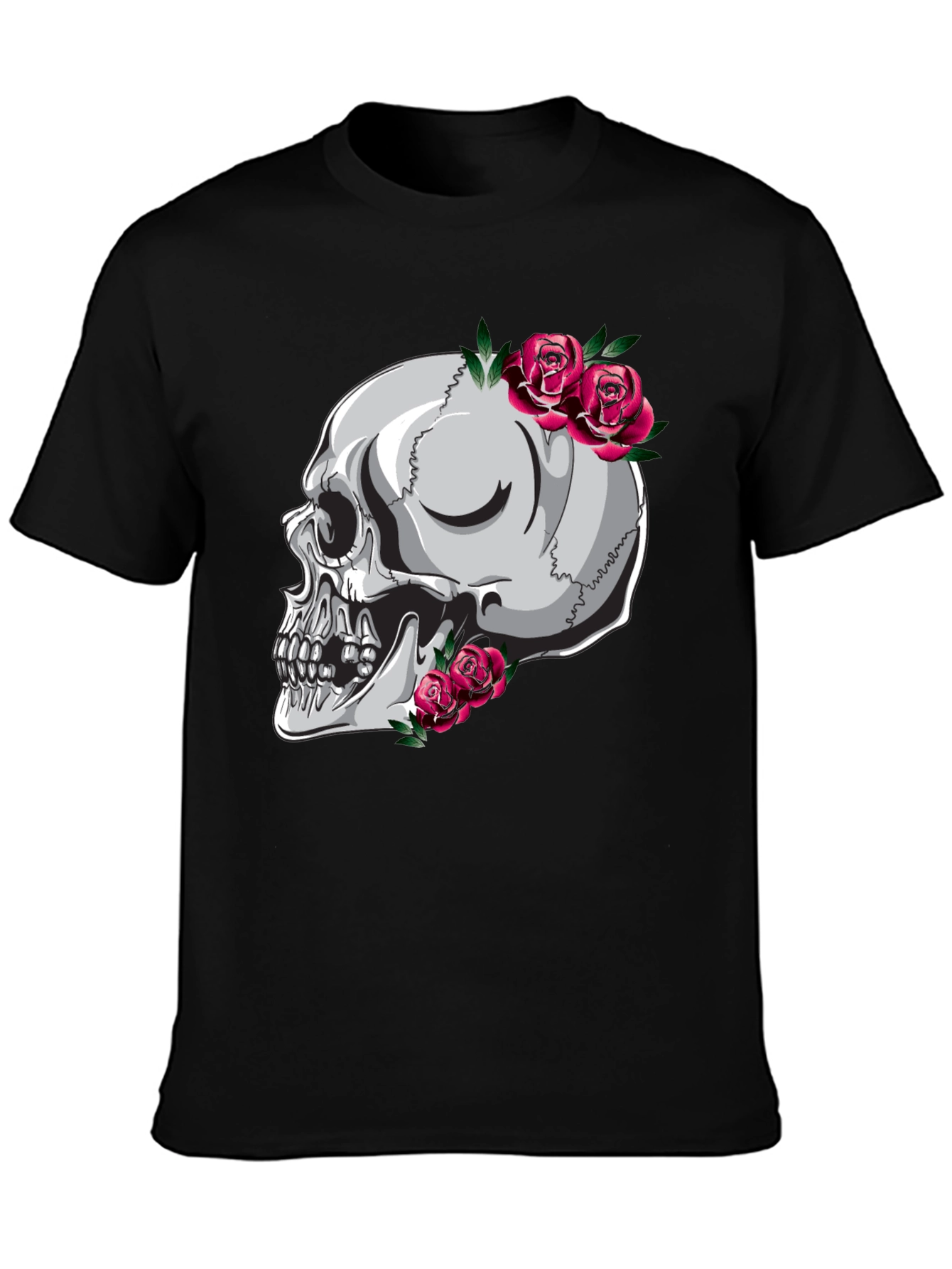 Skull and Roses Graphic Tee - Unique Design