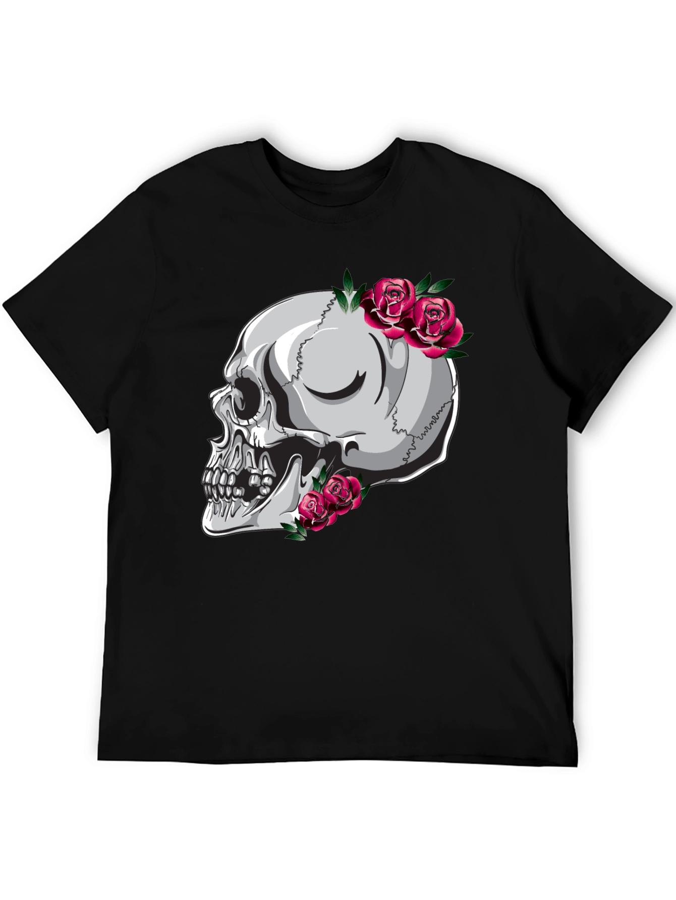 Skull and Roses Graphic Tee - Unique Design