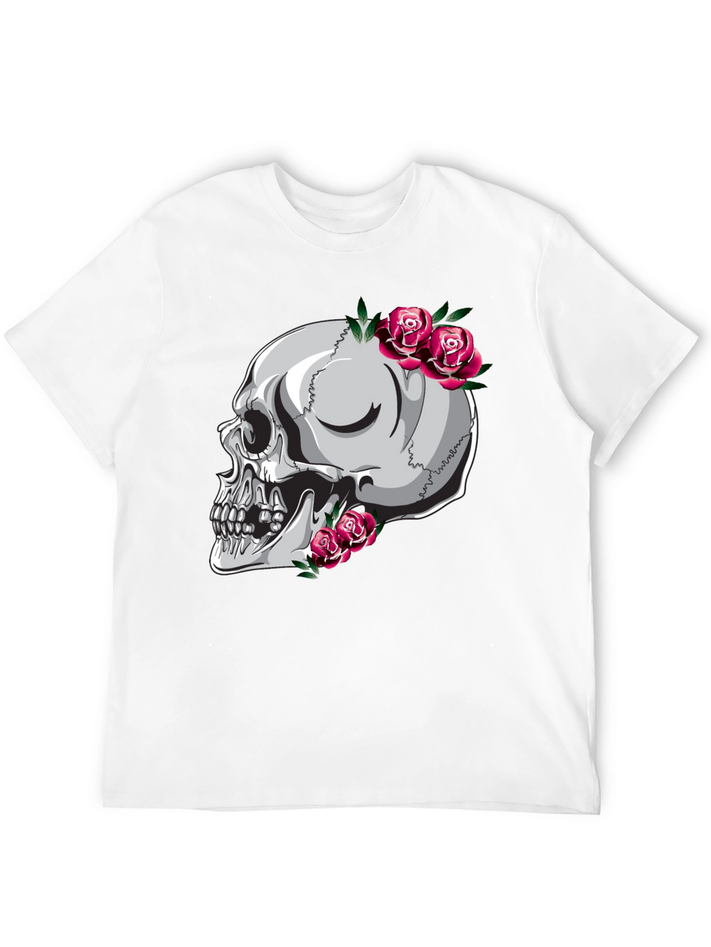 Skull and Roses Graphic Tee - Unique Design