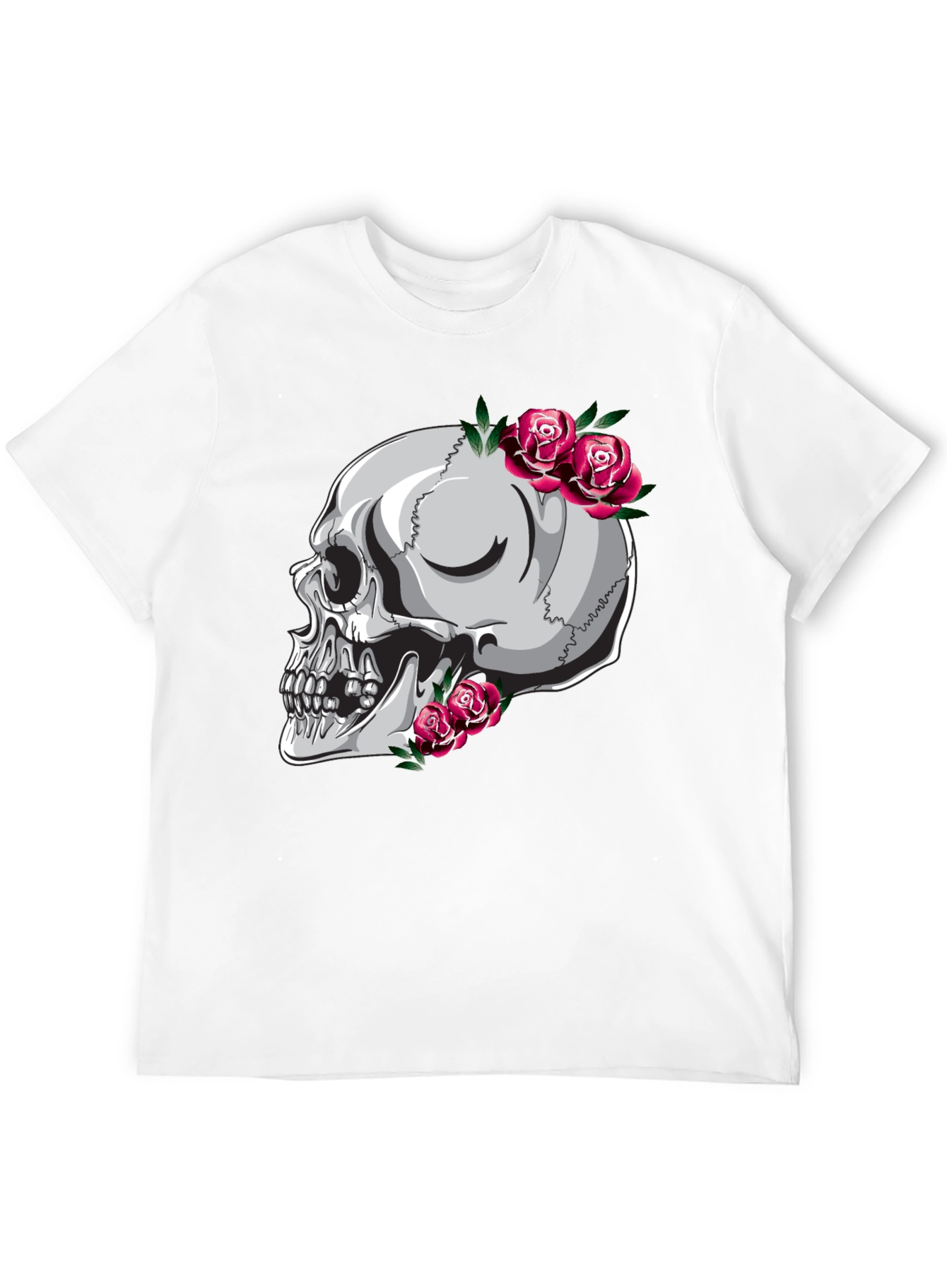 Skull and Roses Graphic Tee - Unique Design