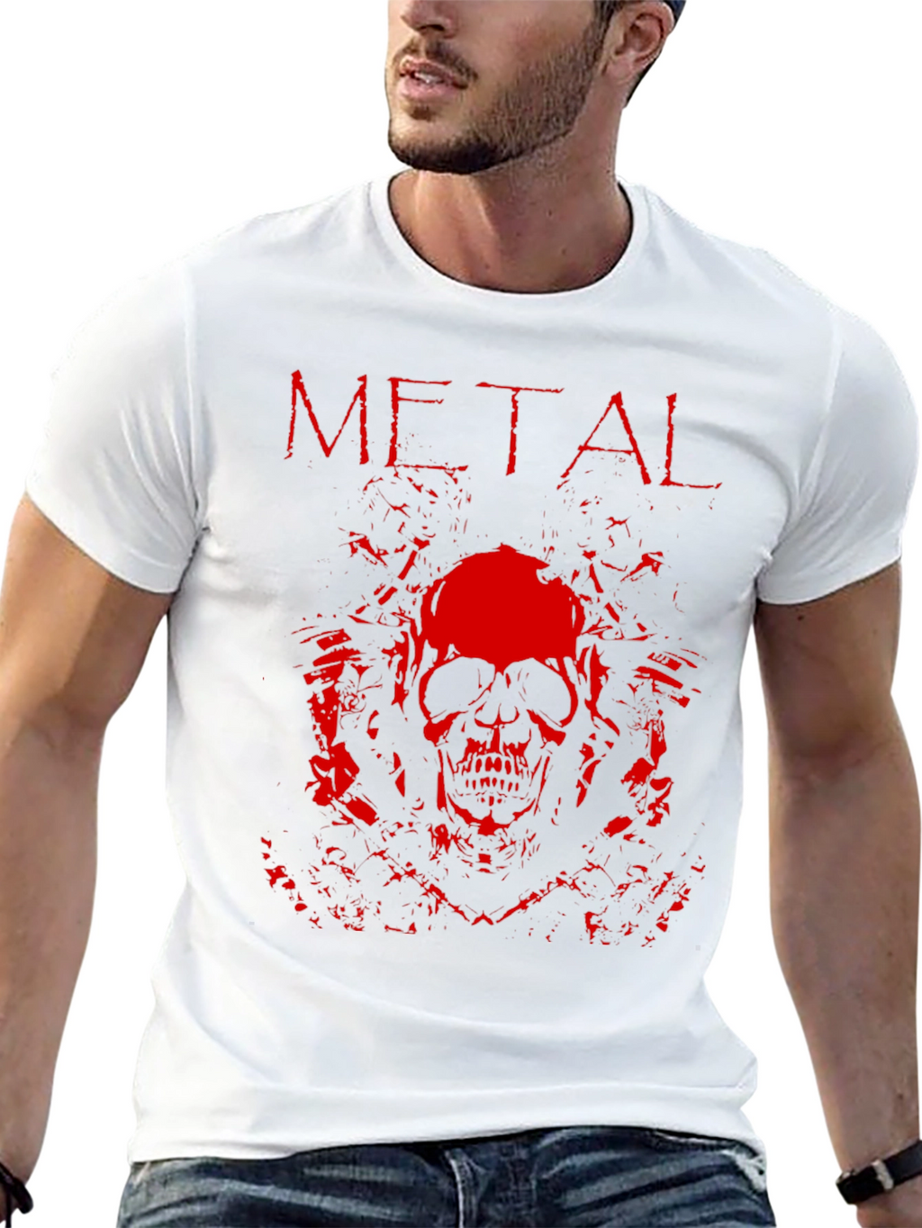 Metal Skull Graphic T-Shirt - Rock Style