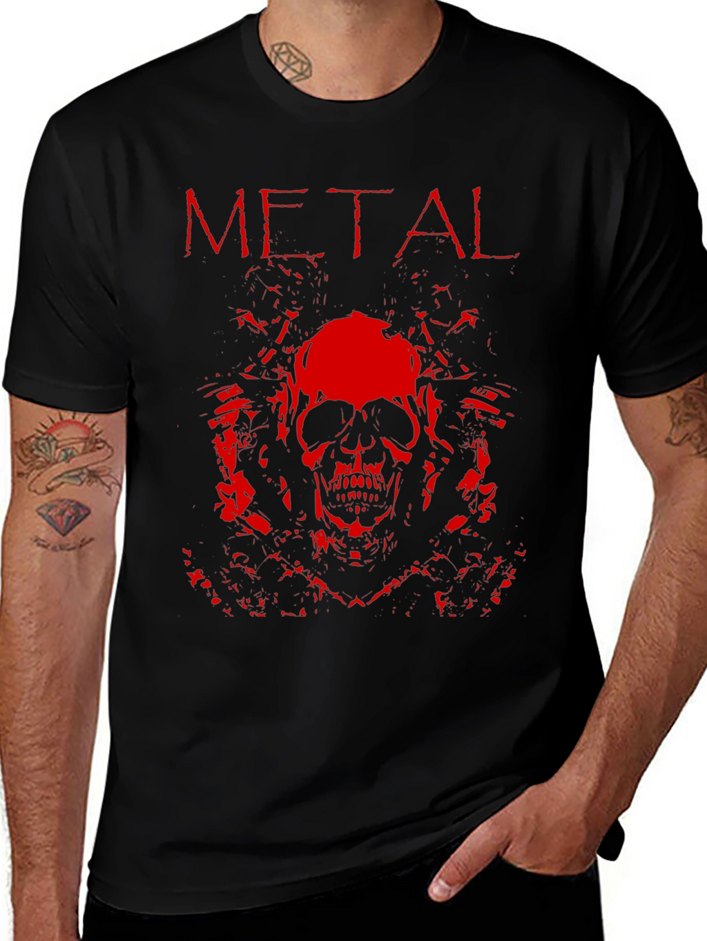 Metal Skull Graphic T-Shirt - Rock Style