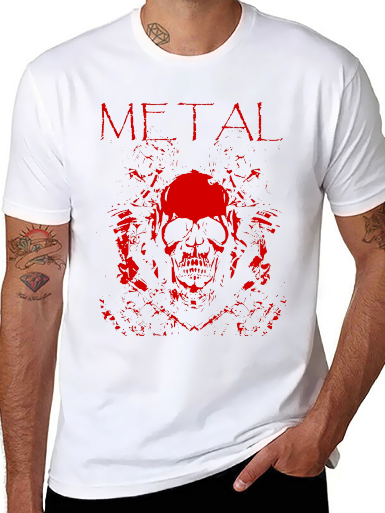 Metal Skull Graphic T-Shirt - Rock Style