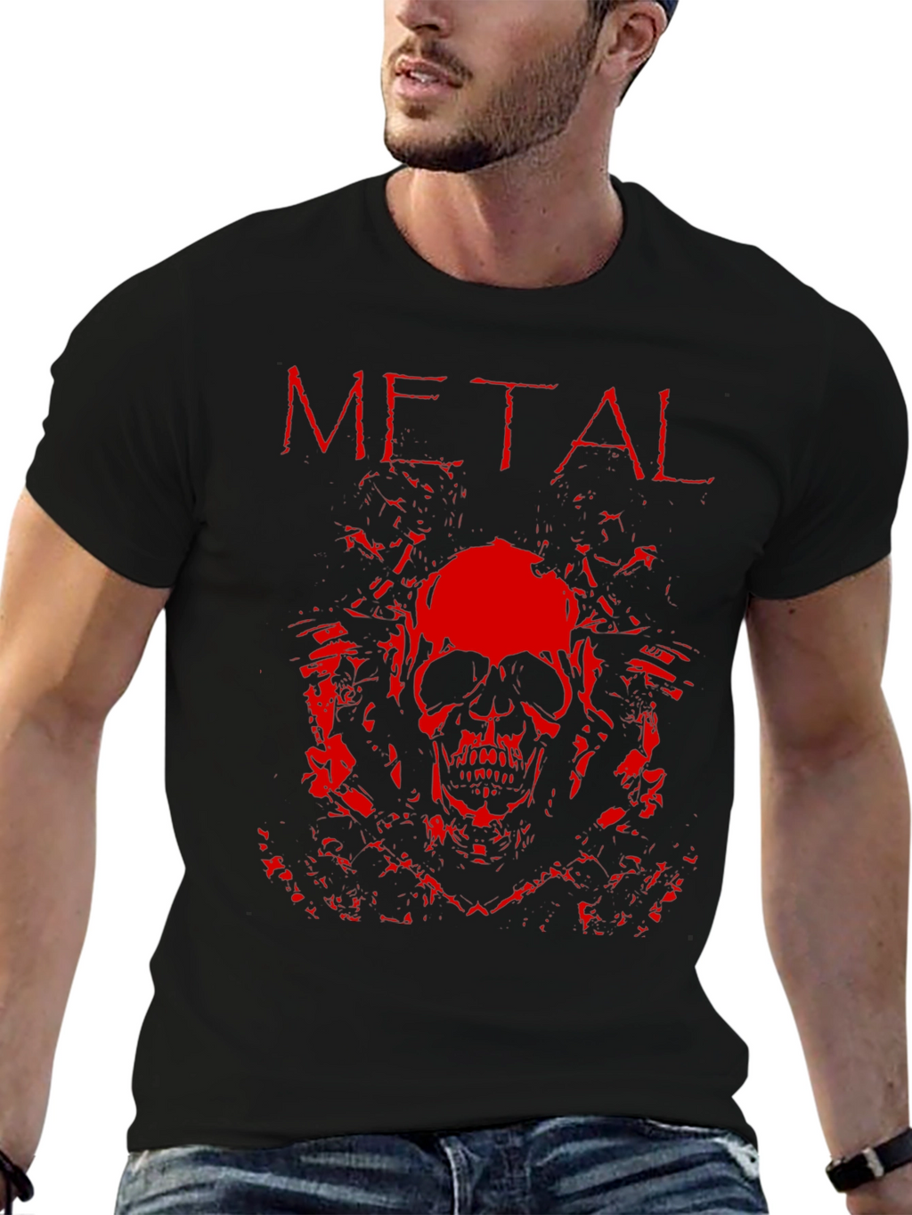 Metal Skull Graphic T-Shirt - Rock Style