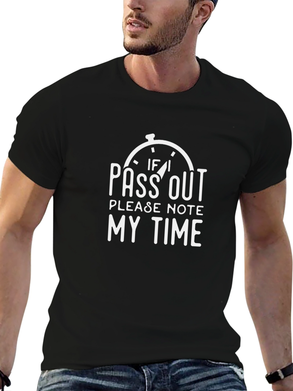 Funny Pass Out Graphic Tee - Black Cotton T-Shirt