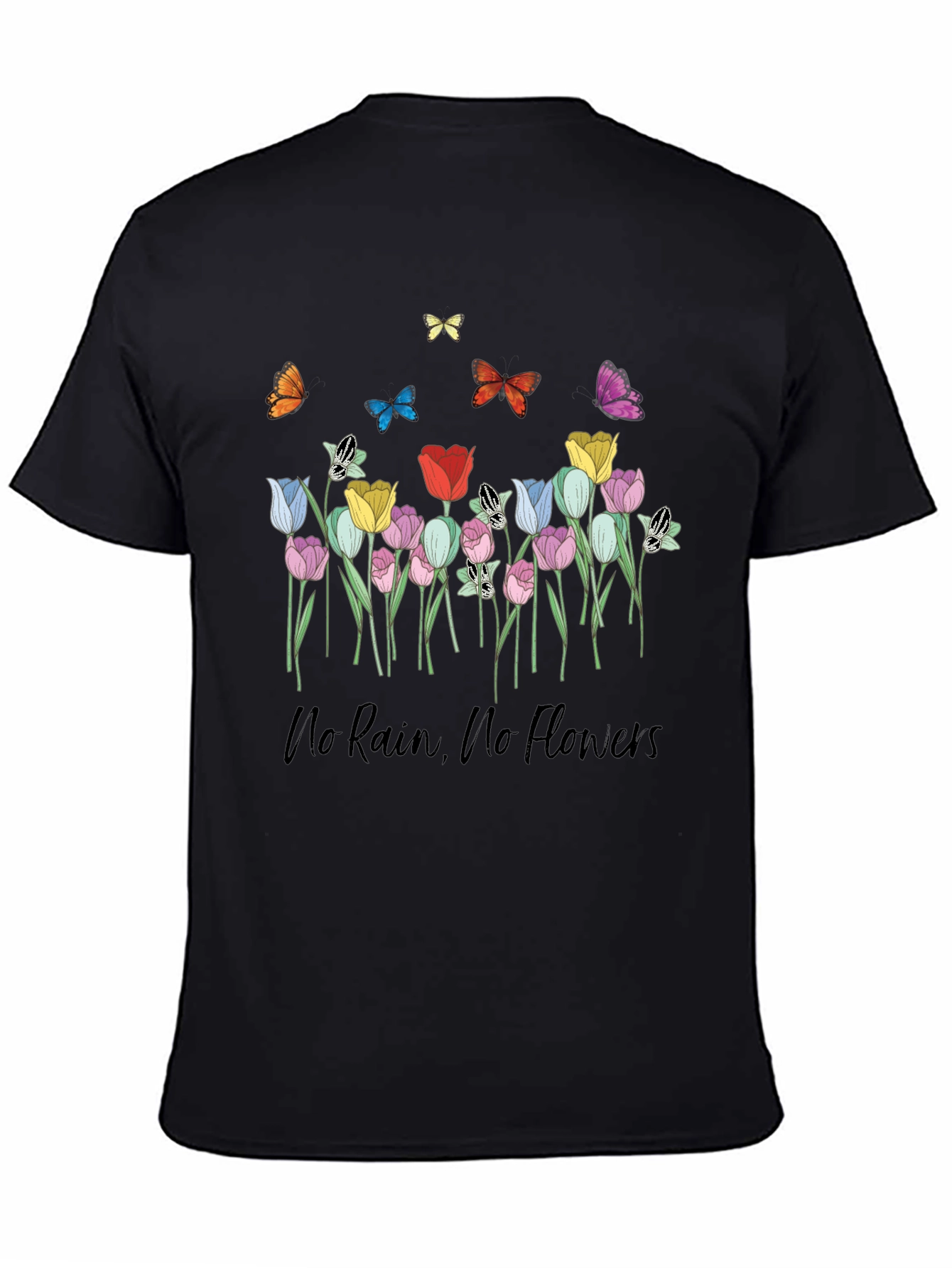 Floral Butterfly T-Shirt - No Rain No Flowers