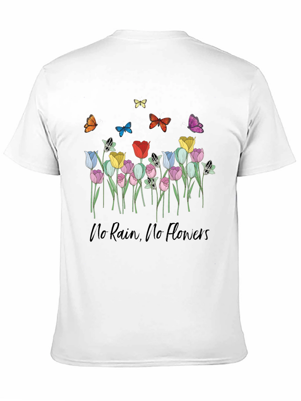 Floral Butterfly T-Shirt - No Rain No Flowers