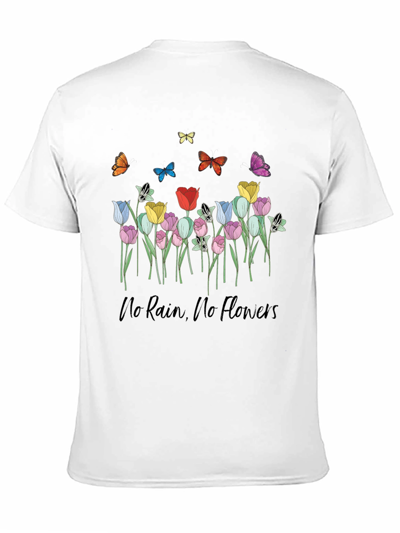 Floral Butterfly T-Shirt - No Rain No Flowers