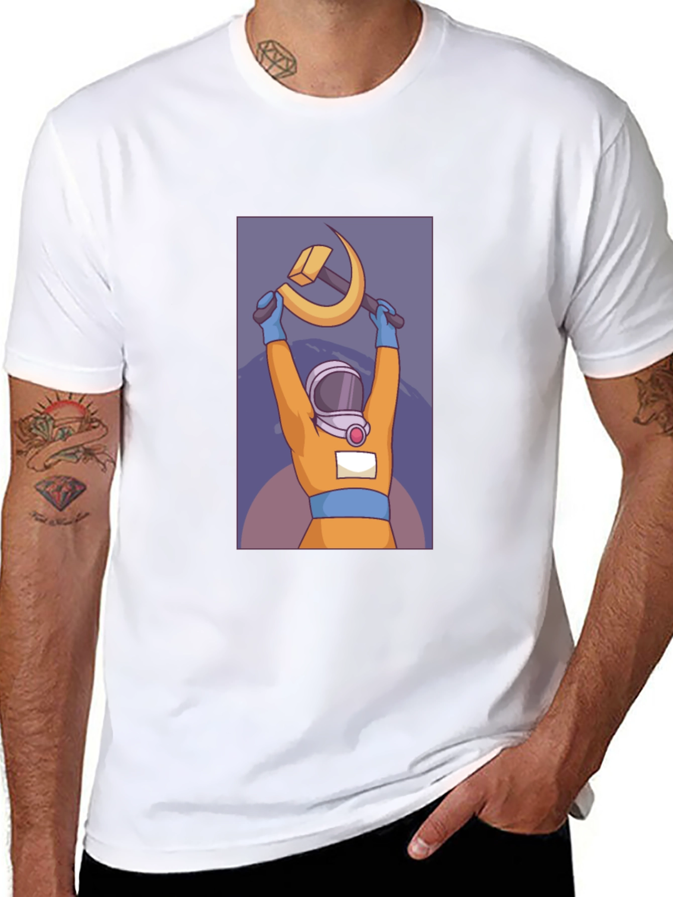 Astronaut Hammer & Sickle Graphic T-Shirt