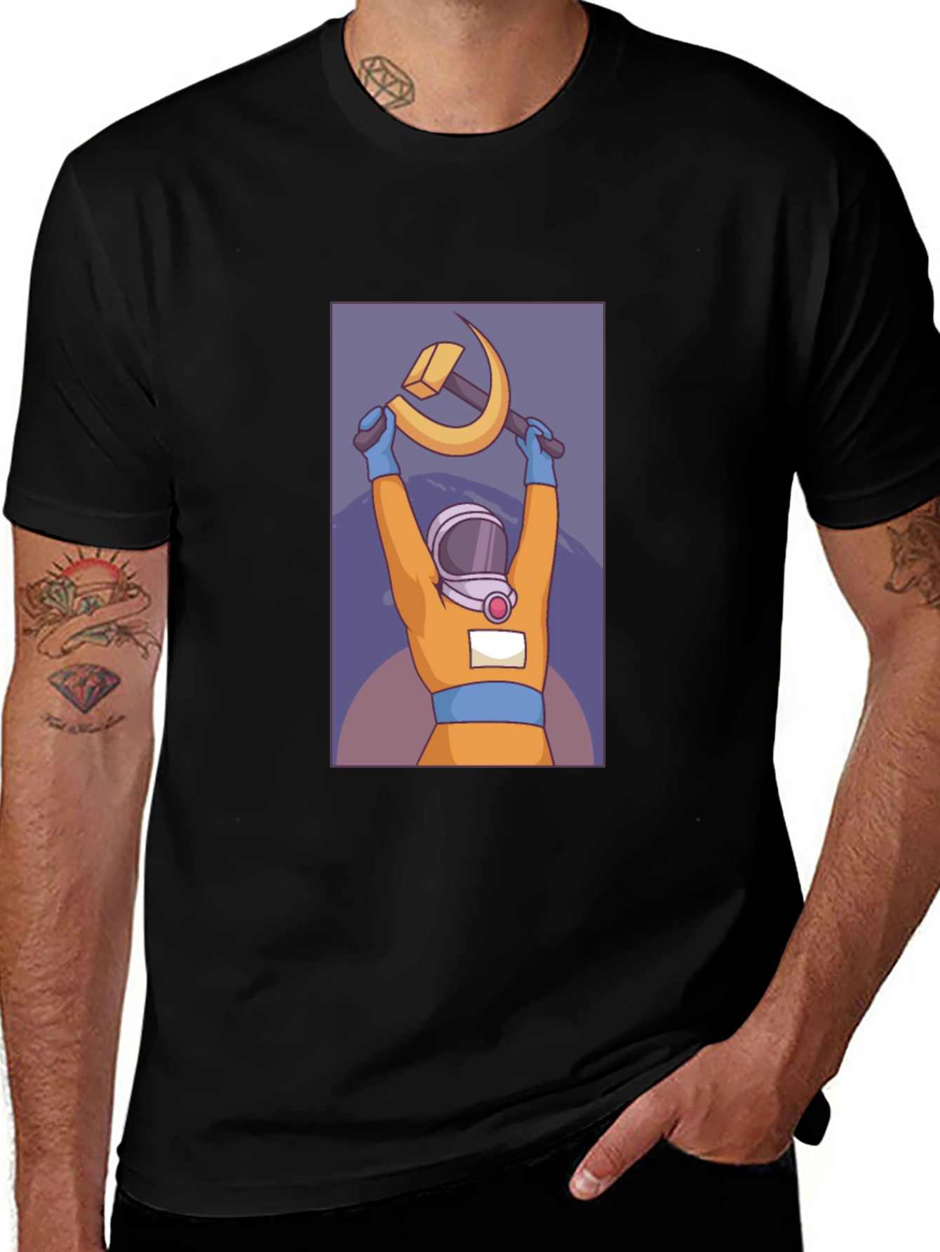 Astronaut Hammer & Sickle Graphic T-Shirt