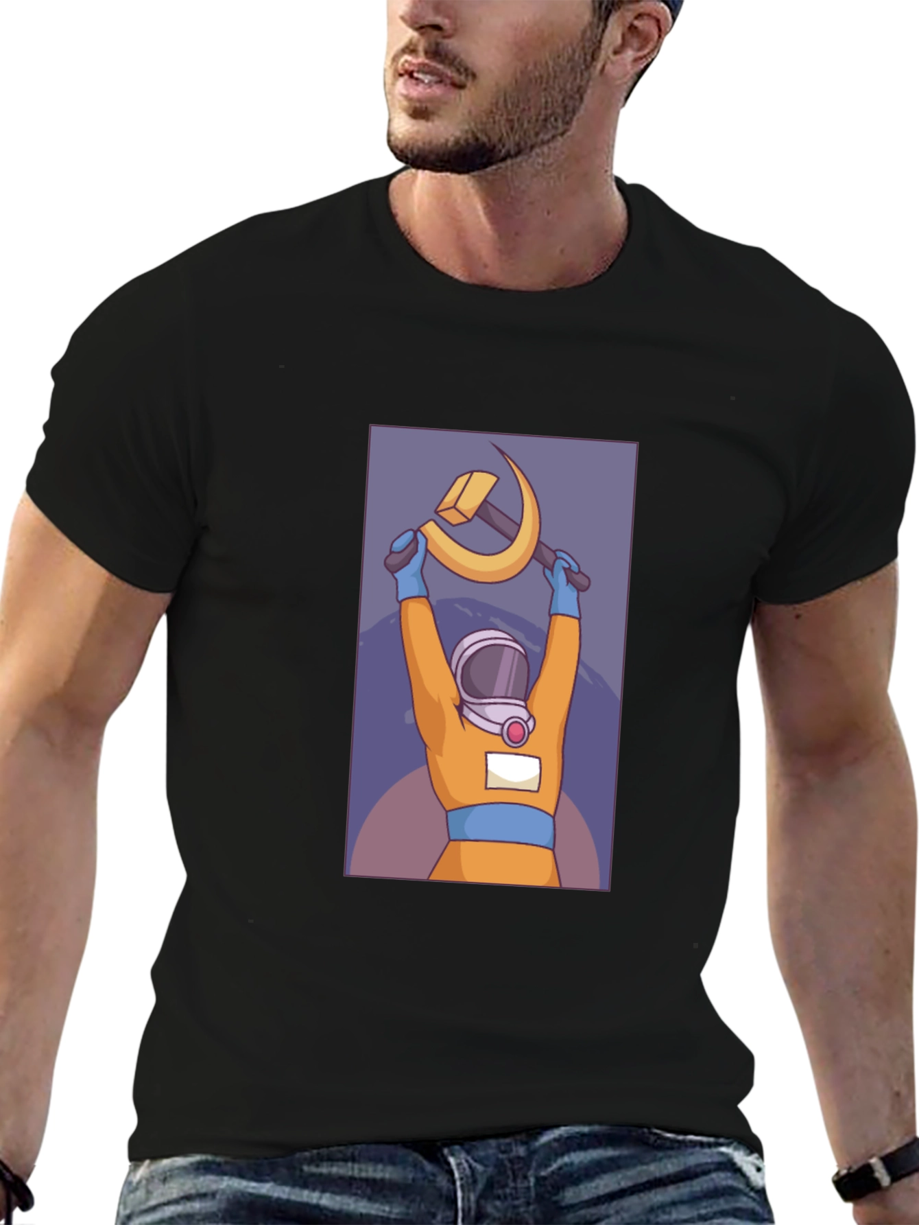 Astronaut Hammer & Sickle Graphic T-Shirt