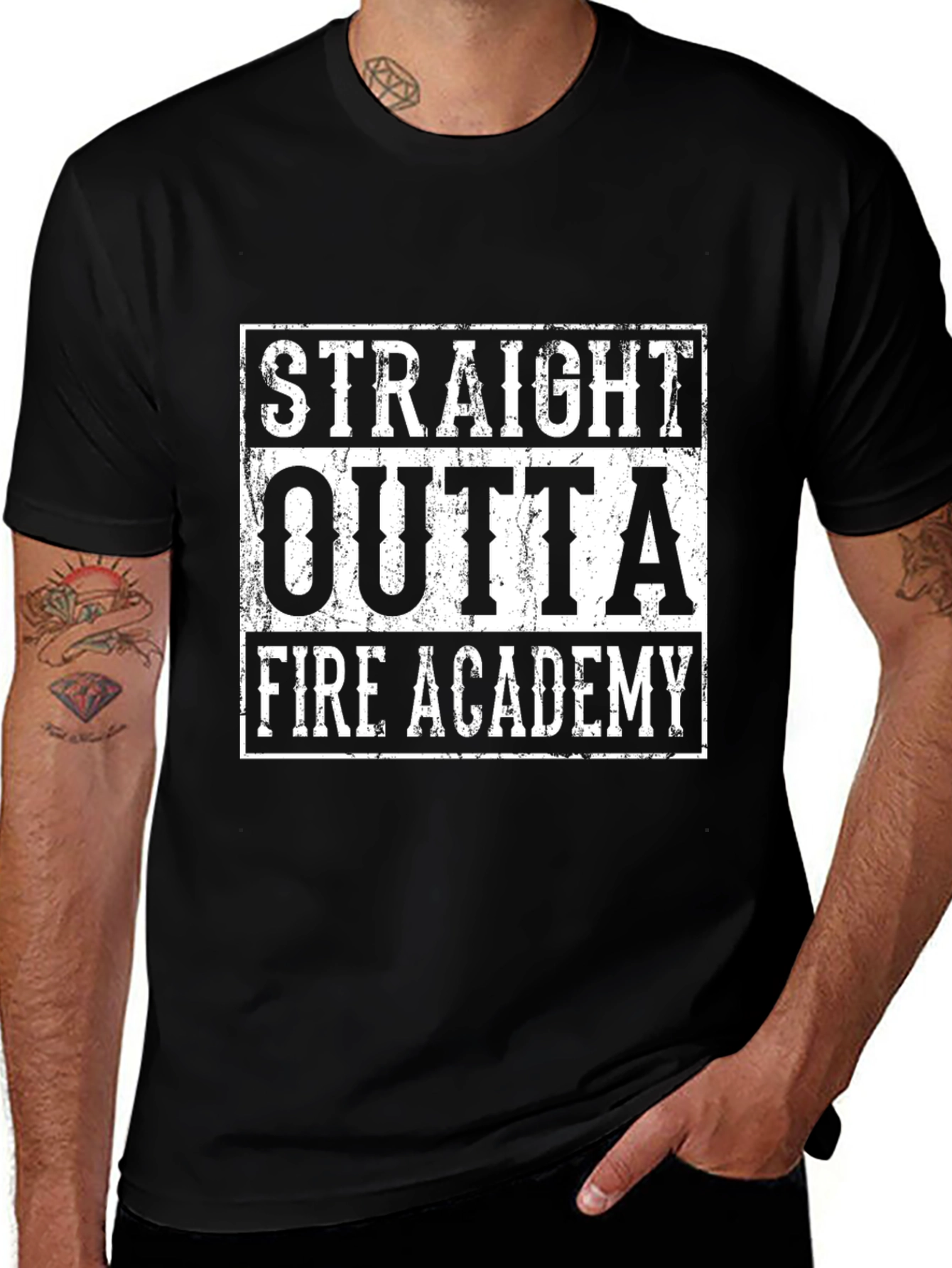 Straight Outta Fire Academy Black T-Shirt