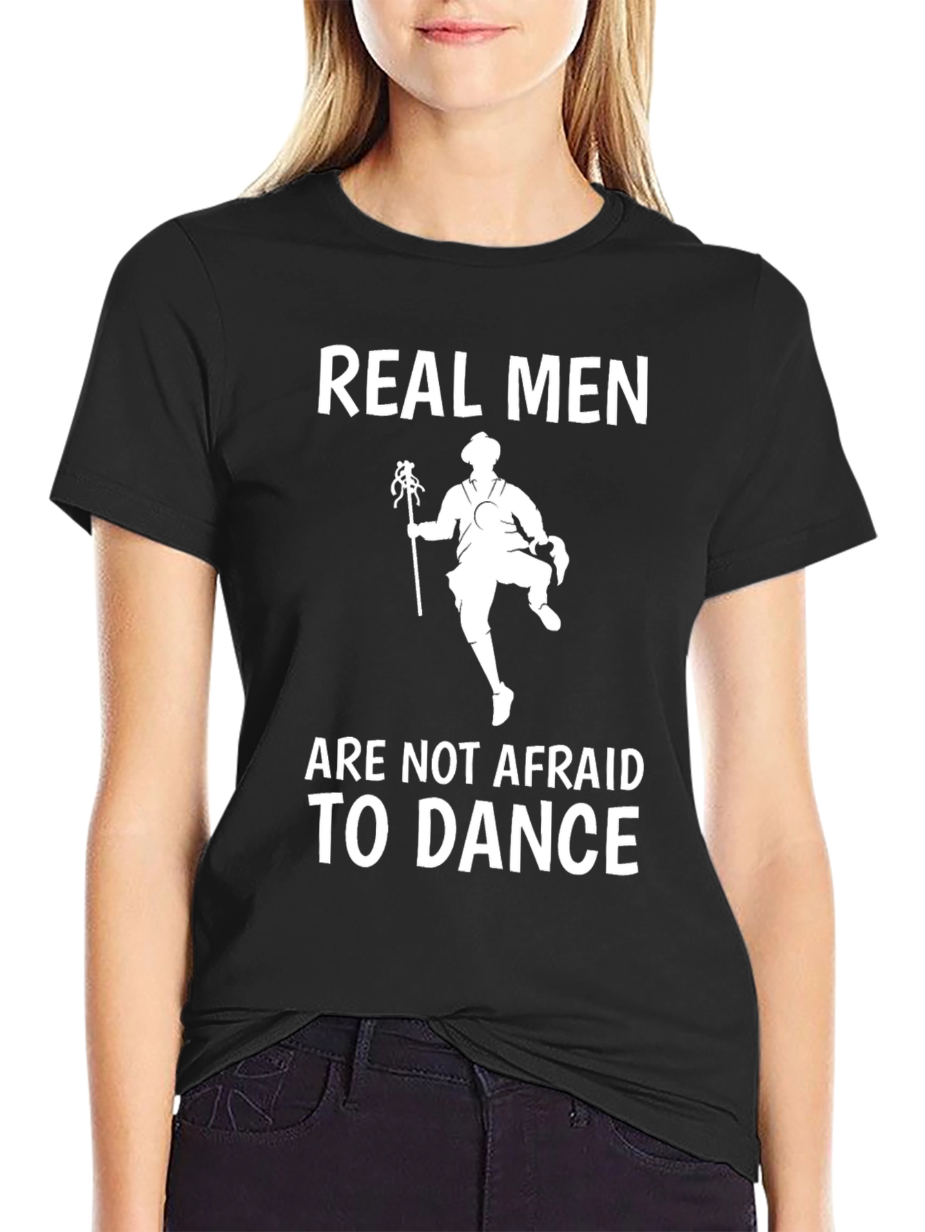 Real Men Dance Graphic Tee - Stylish Black Cotton T-Shirt