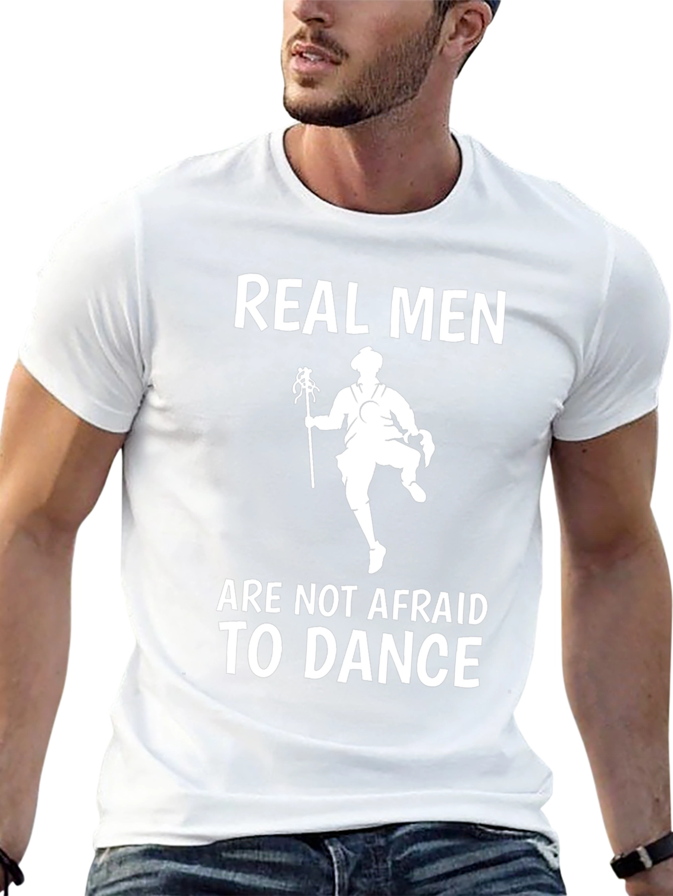 Real Men Dance Graphic Tee - Stylish Black Cotton T-Shirt