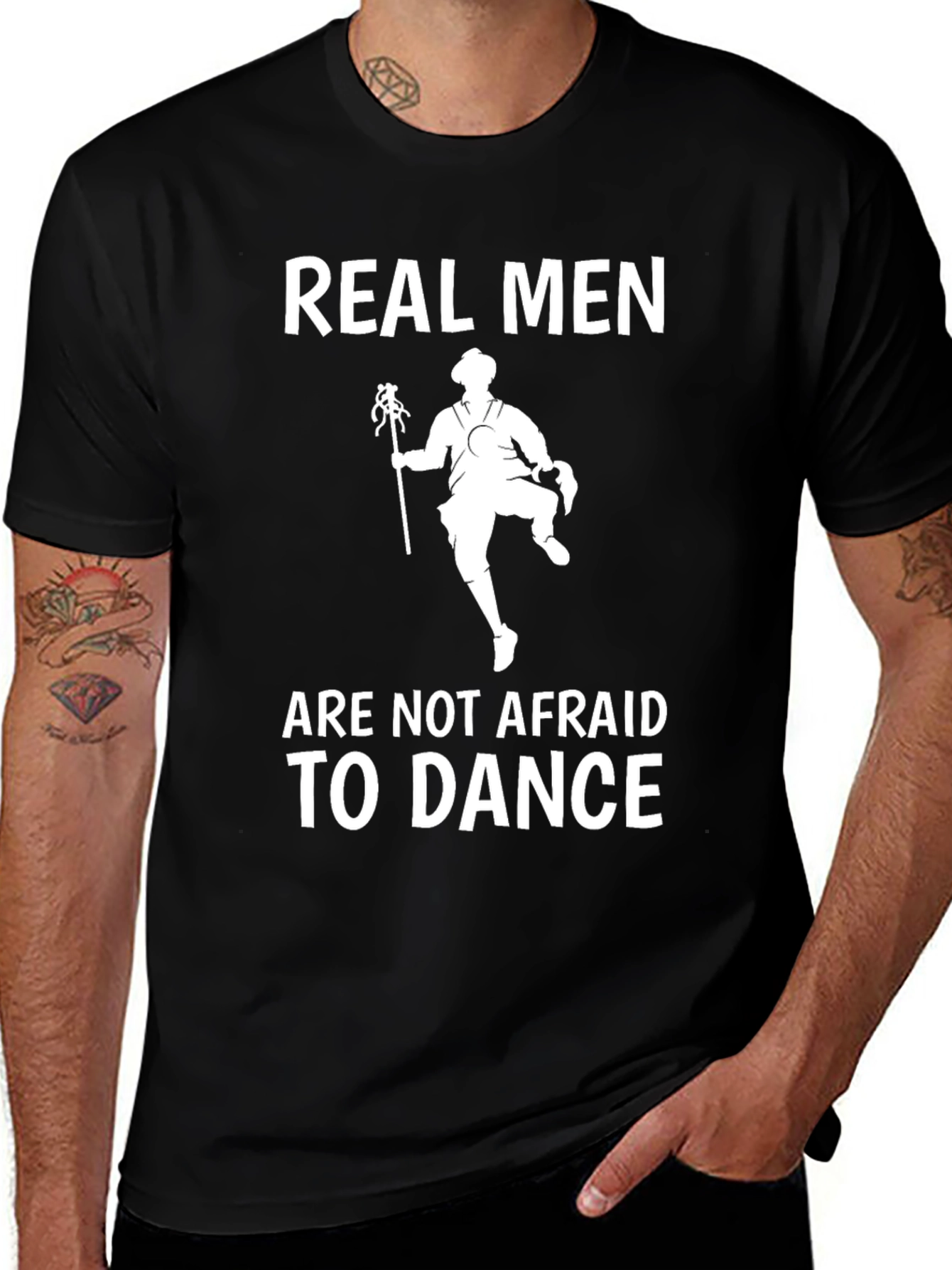 Real Men Dance Graphic Tee - Stylish Black Cotton T-Shirt