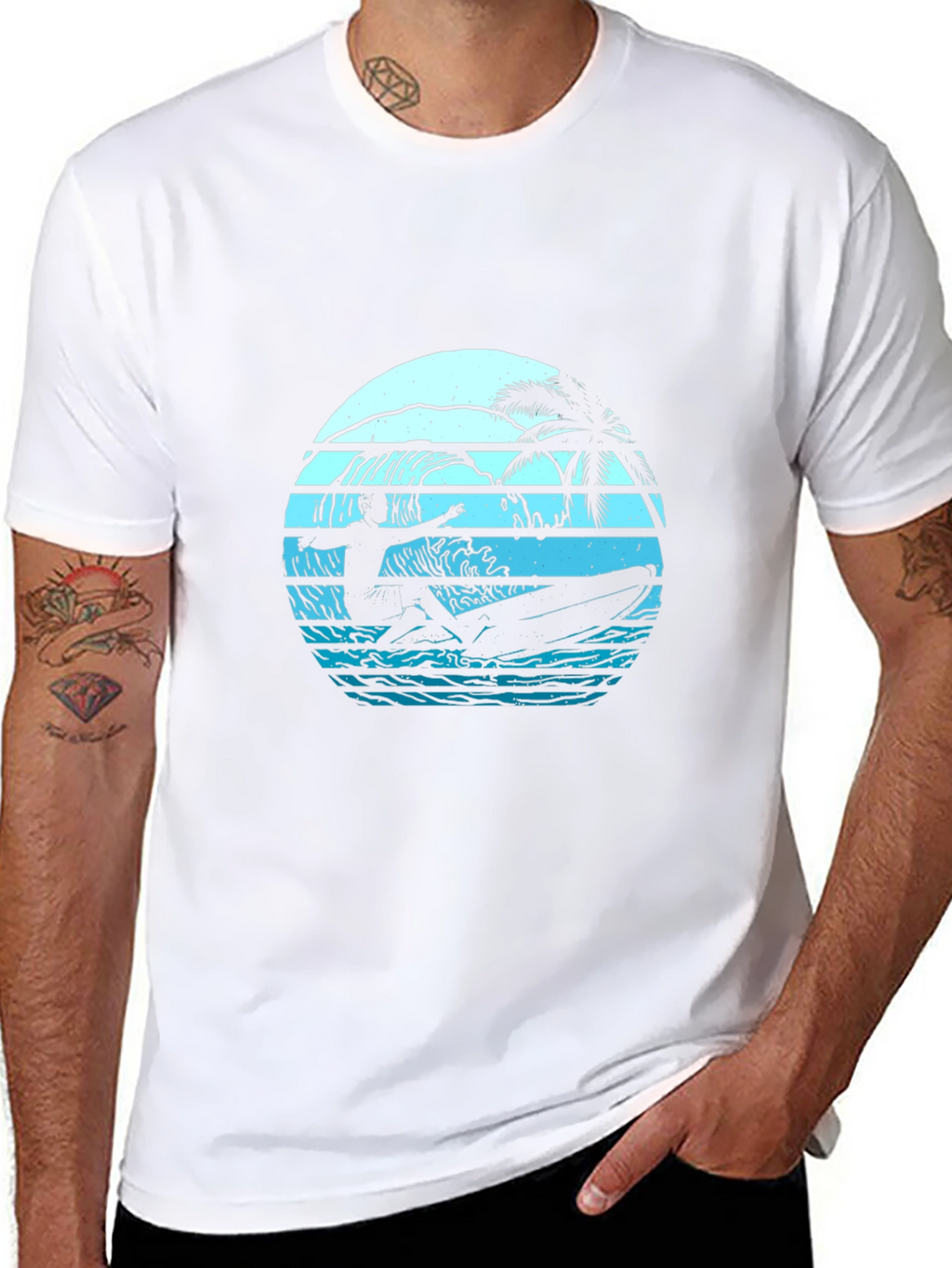 Surfing Sunset Graphic Tee - Retro Style